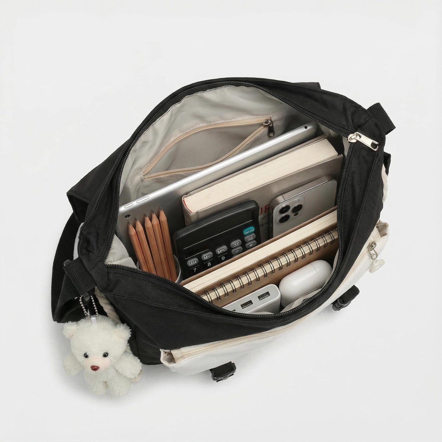 PRLINJSK Cute Messenger Bag for Teen Girls Women, Kawaii Crossbody Shoulder Purse with Pins and Stuffed Pendant Gift