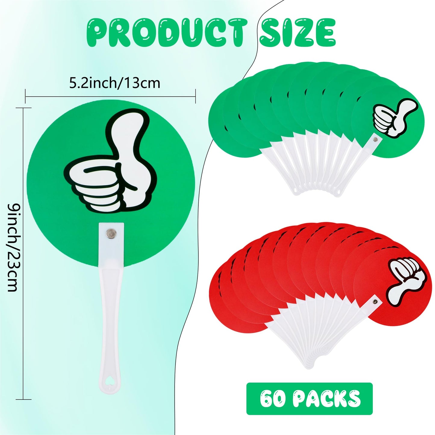 60 Pcs Thumbs up Thumbs Down Sign Voting Paddles Plastic True False Paddles Bulk Auction Green Red Yes or No Thumbs Paddles for Teacher Student Interaction Classroom Event Supplies