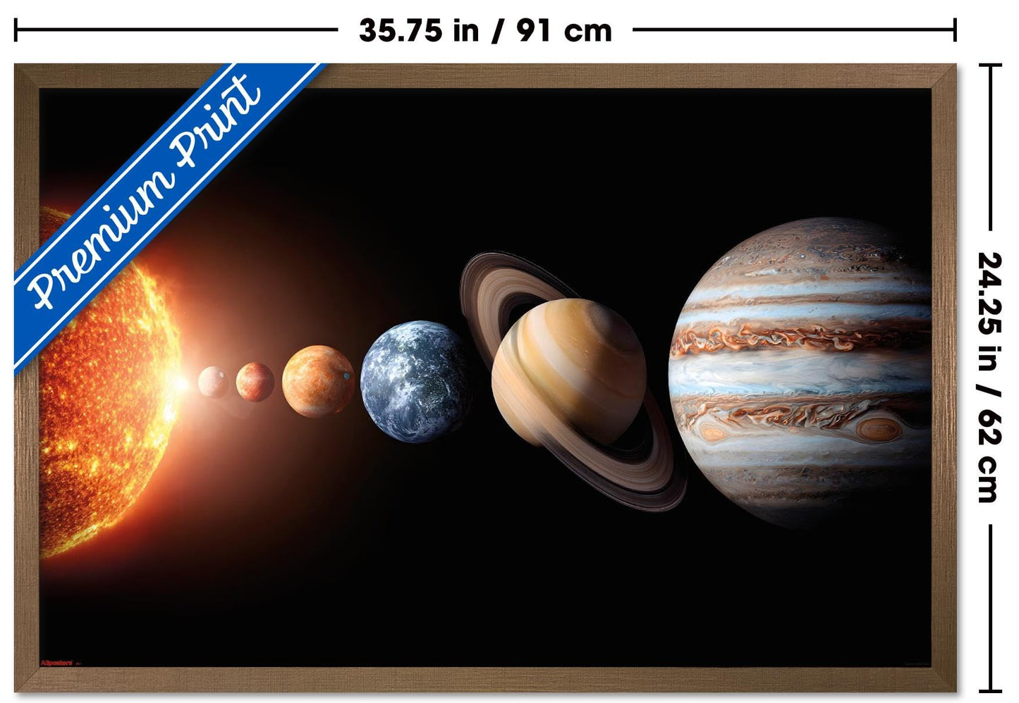 Science - Solar System Planets 26 Wall Poster, 34L" x 22.4W", Bronze Framed Version