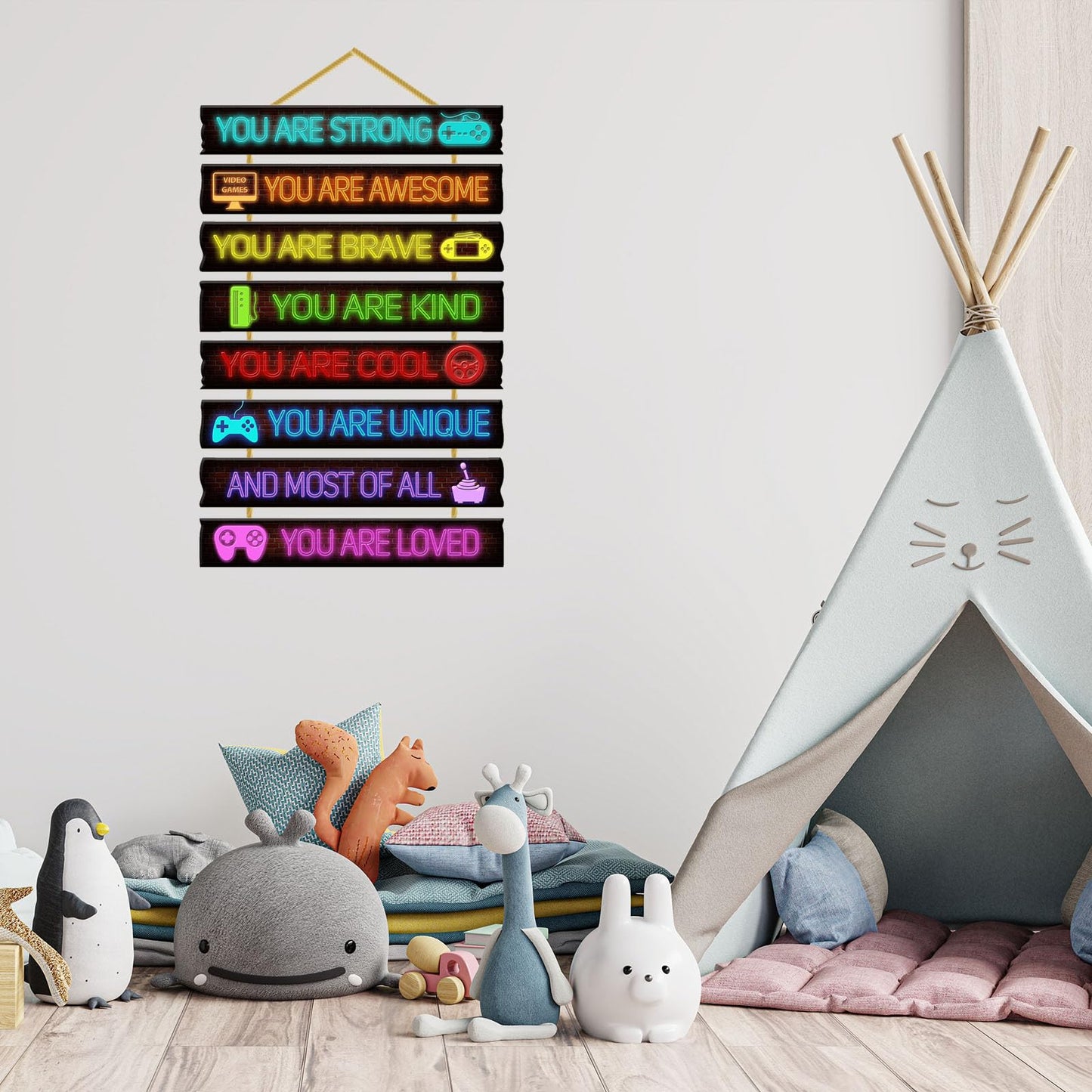 Rutiyoka Game Room Decor for Boys Bedroom - Boy Wall Decor Gaming Art for Kids Room - Wood Gamer Wall Decorations
