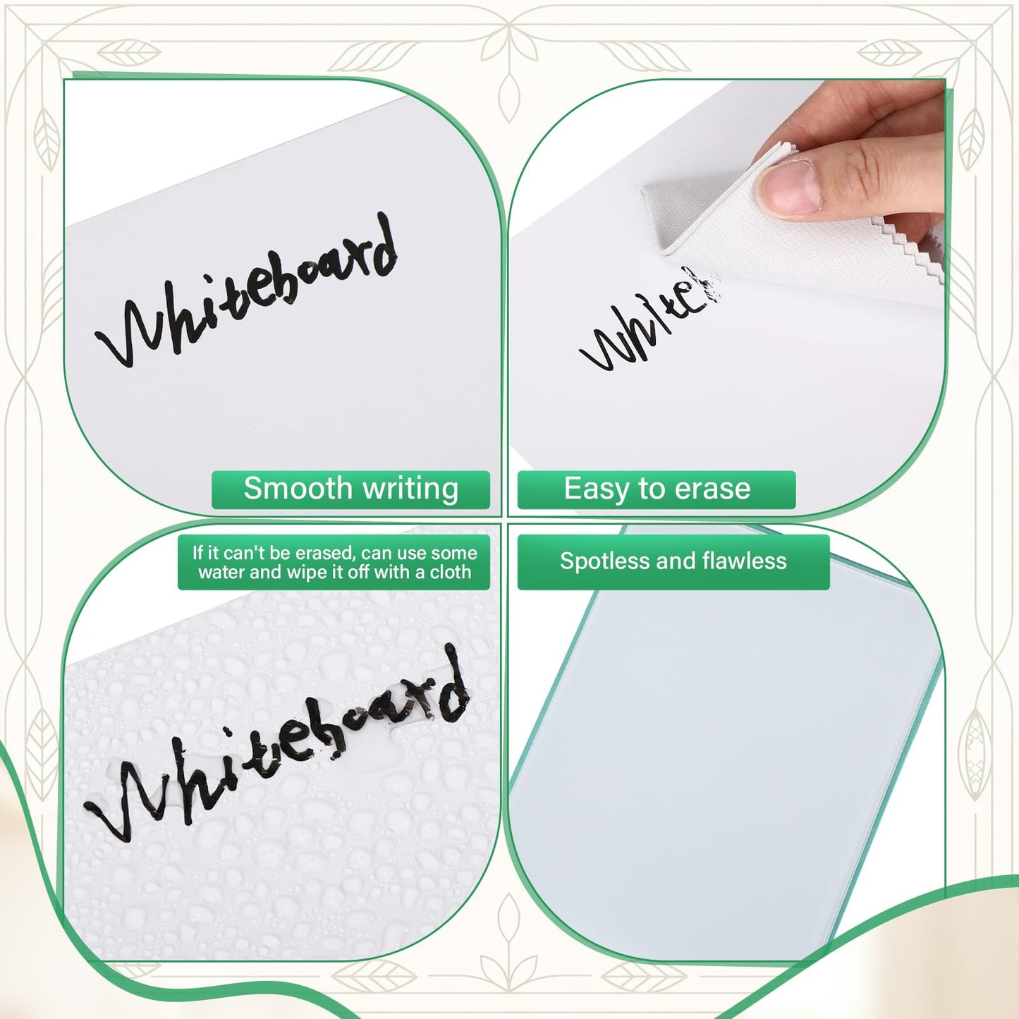 Dunzoom 10 Pcs Small Desktop Glass Whiteboard with Reversable Stand Clear Glass Mini Dry Erase Whiteboard Desktop Easel with 10 Markers for Home Office School, 8 x 6 Inch