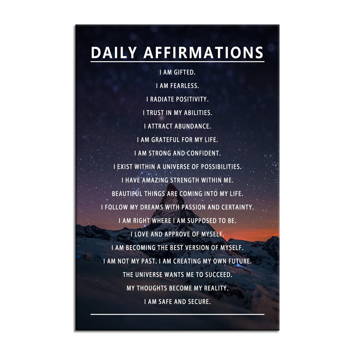 Daily Affirmations Motivational Canvas Wall Art Inspirational Poster Prints Artwork for Office Living Room Modern Home Decor Painting Pictures Stretched and Framed Ready to Hang [12''Wx 18''H]