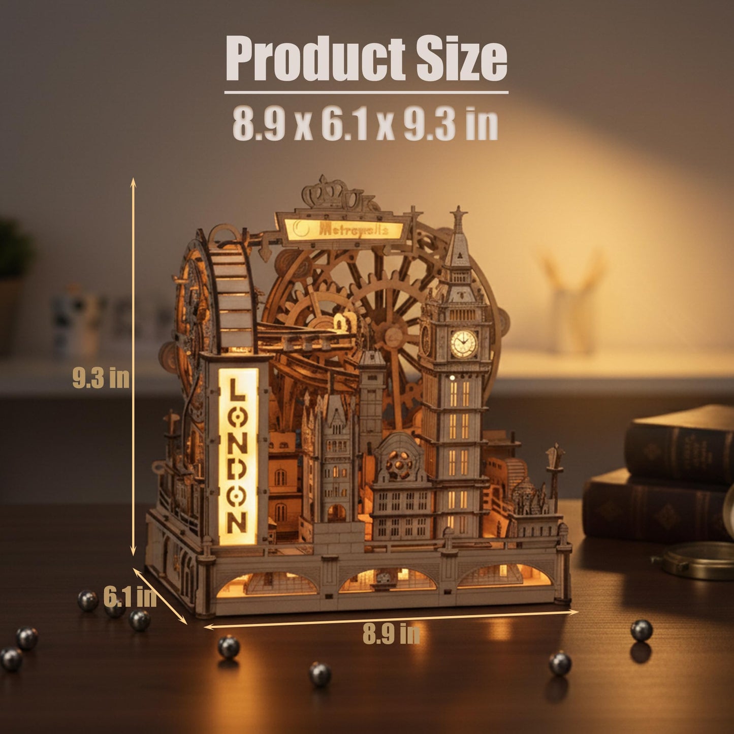 ROKR 3D Wooden Marble Run Puzzle for Adults, London Themed Mechanical Model Building Kits, 431 Pcs DIY Construction Toy, Brain Teaser Gift for Teens & Adults
