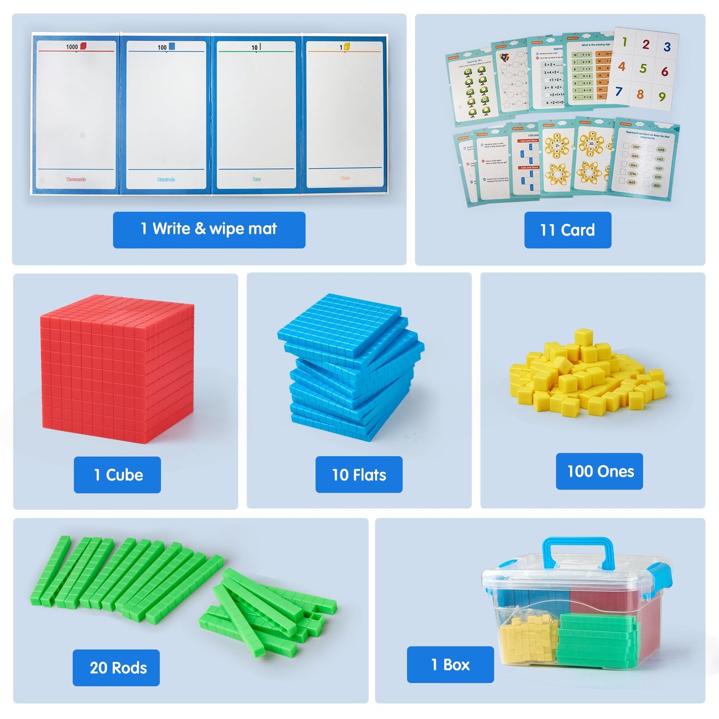stochastic box Base Ten Blocks Plastic and Foam Base Ten Set Place Value Blocks for Early Counting Math Toy for 1st Grade