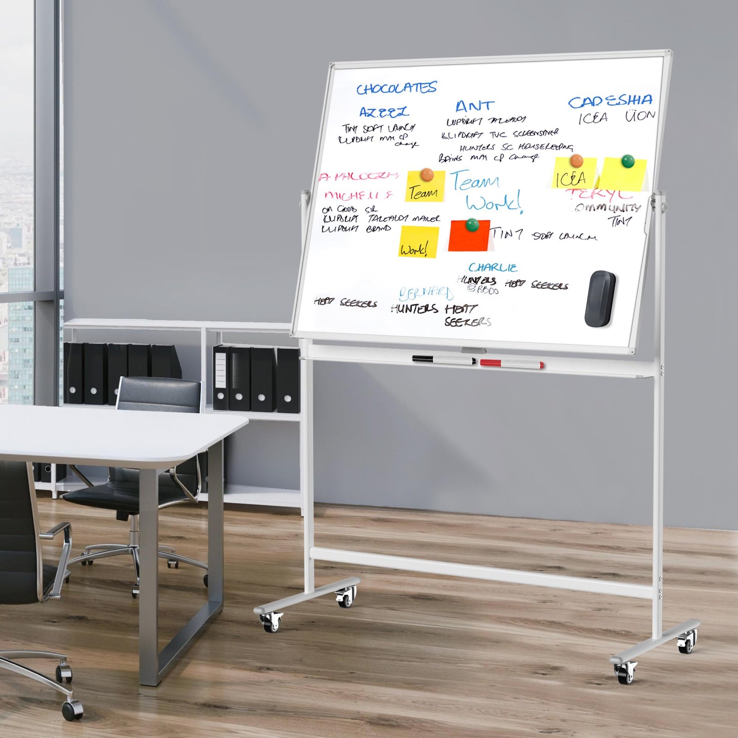 Rolling Whiteboard/w Height Adjustable, Mifuro 24 X 36 Large Portable Dry Erase Board with Stand and Wheels for Office,Classroom &School, White