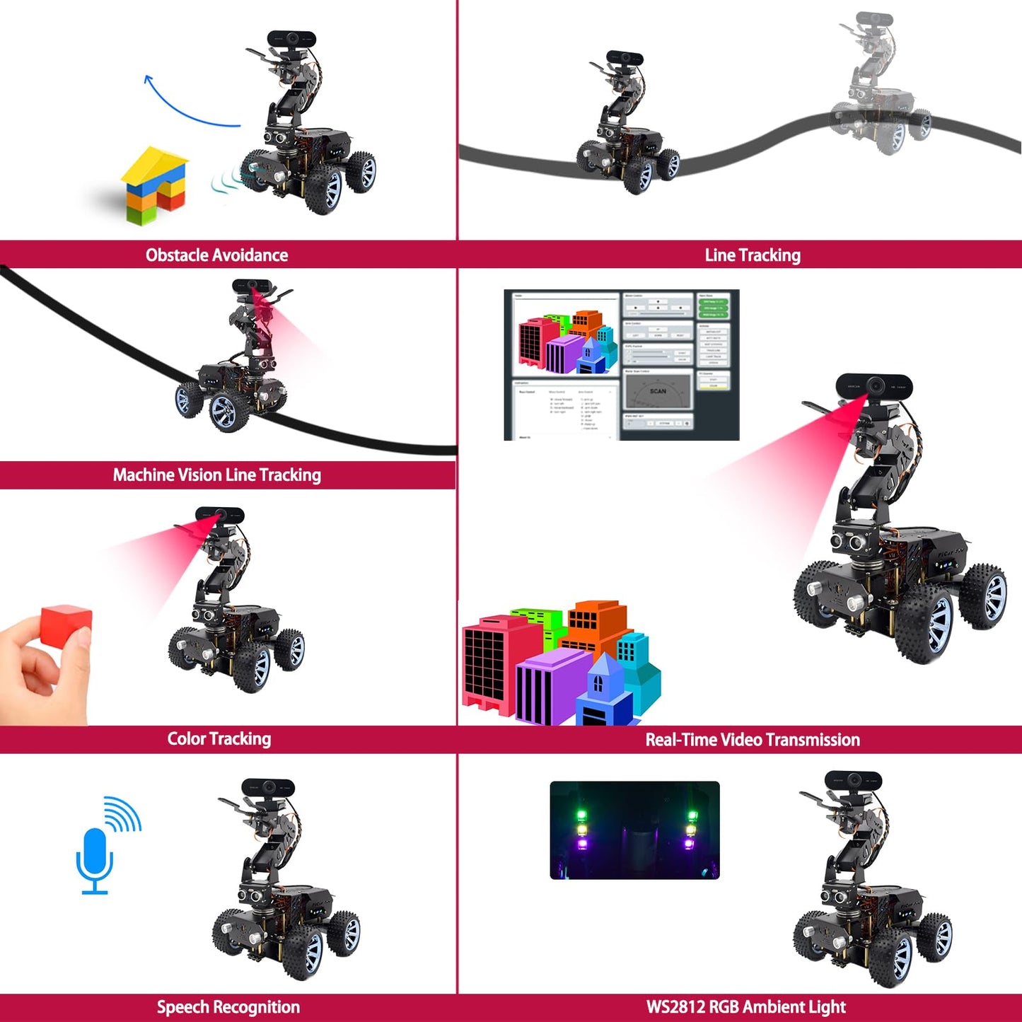 Adeept PiCar Pro V2 Smart Robot Car Kit with 4-DOF Robotic Arm for Raspberry Pi 5/4/3(Pi NOT Included), Programming Educational STEM Project Robotics, Obstacle Avoidance, Line Tracking, USB-C Charging