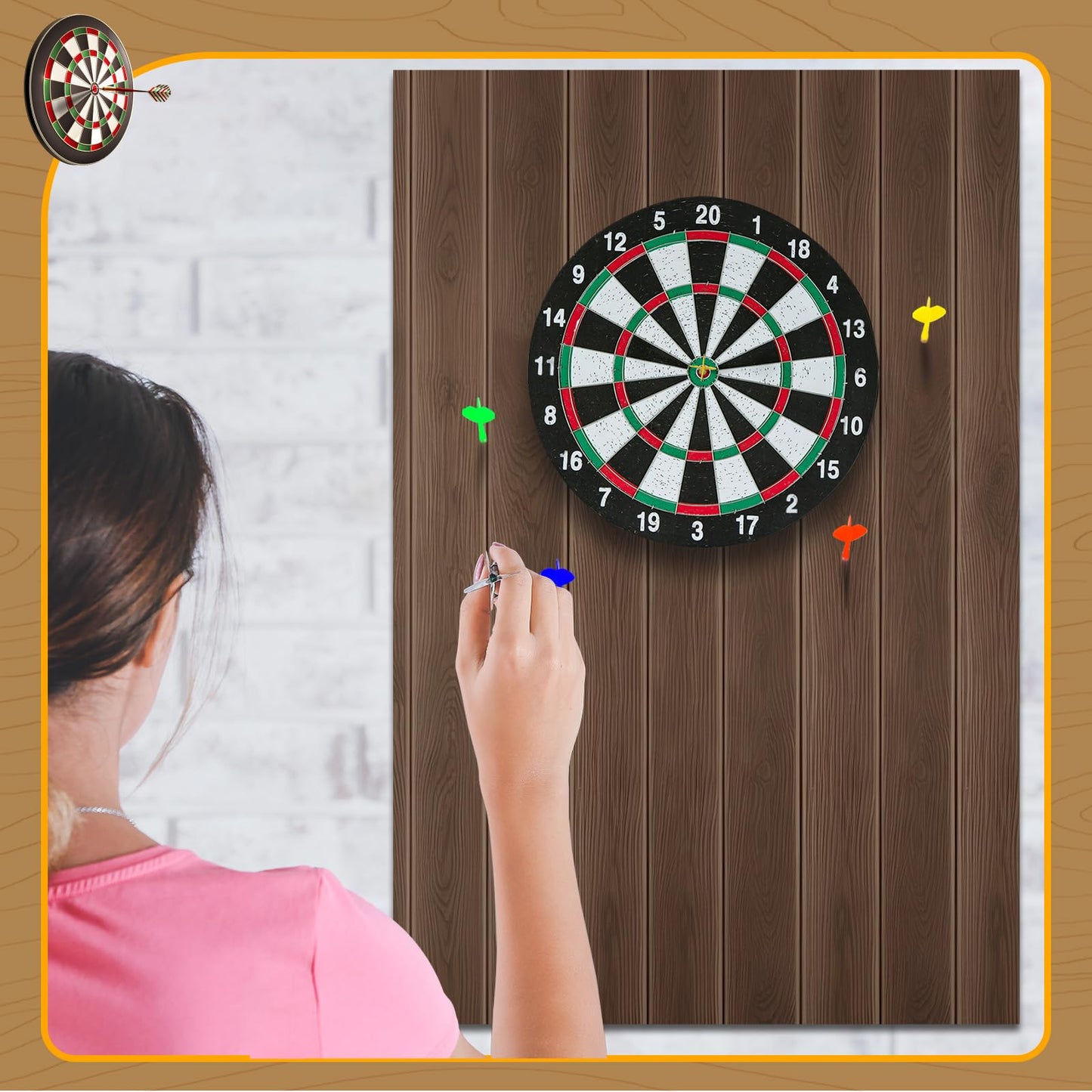 Hahafelt 36 × 24 × 0.5 Inch Felt Wood Grain Dart Board Wall Protectors Square Dart Board Backing Tiles Dartboard Backboard Cork Backboards Alternative (Dark Grain)