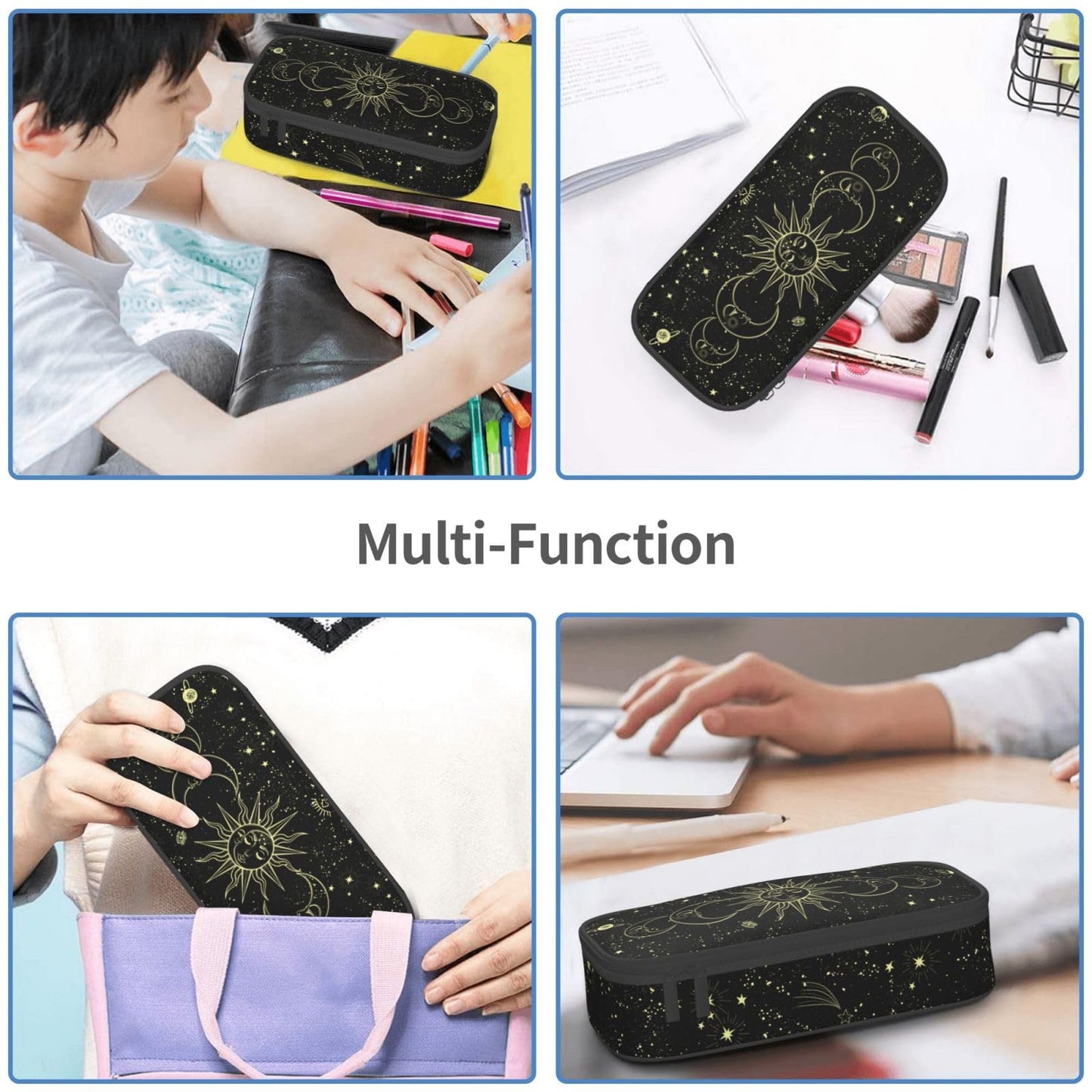 Droerfes Moon Sun Pencil Case Pencil Pouch Large Capacity Pen Bag School Office Organizer Stationery Storage Box For Girls Boys Teen Kids