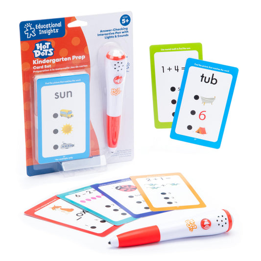 Educational Insights Hot Dots Kindergarten Prep Set - Toddler ABC Flash Cards with Interactive Pen, Kindergarten Learning Activities, Reading & Math Workbooks, Learn to Read for Kids ages 4+