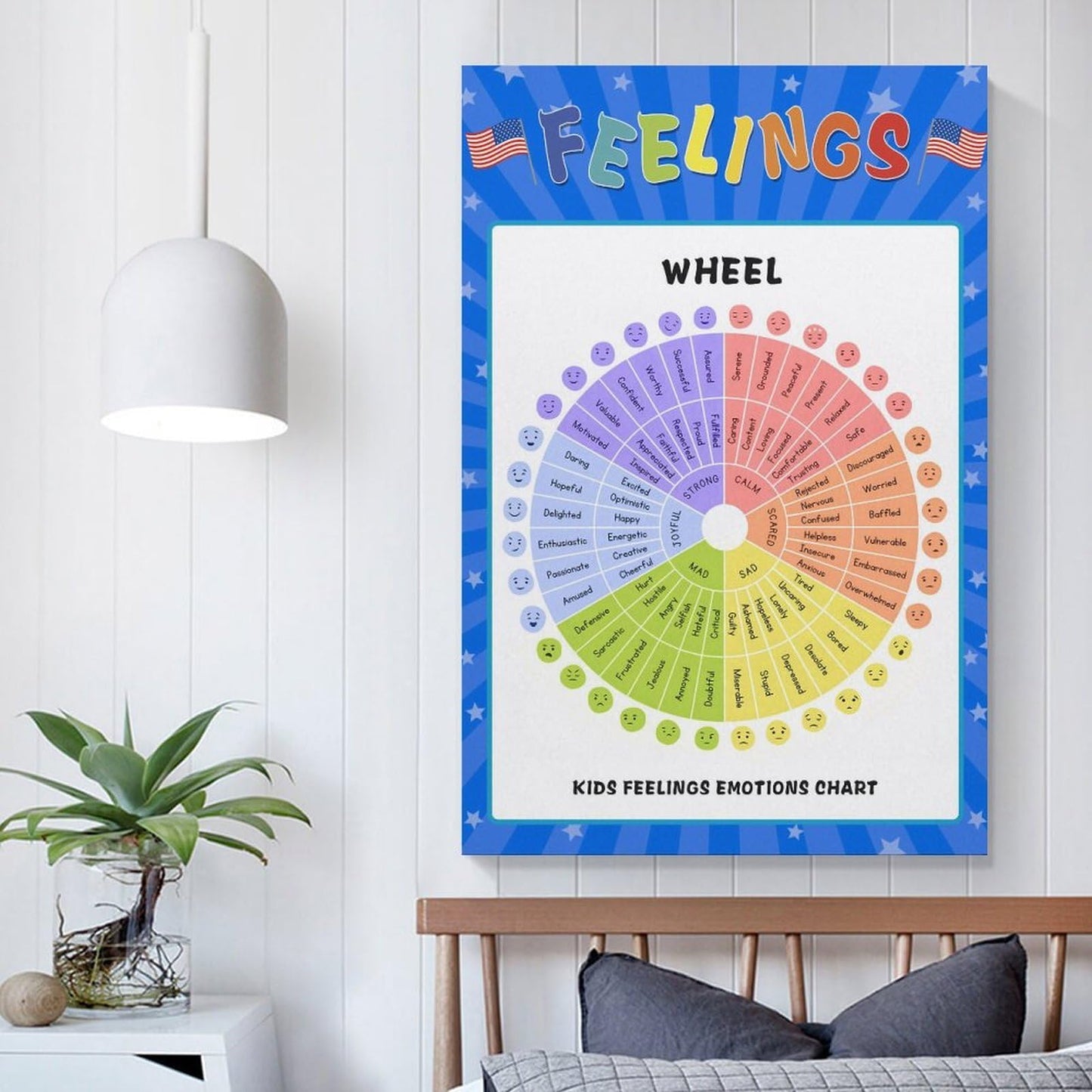 LINWDSB Feelings Wheel Poster Wall Art Decor, Mental Health Poster, Therapy Office Decor, Counseling Office Must Haves, School Counselor Supplies, Calm Down Corner Unframe style-4 12x18inch(30x45cm)