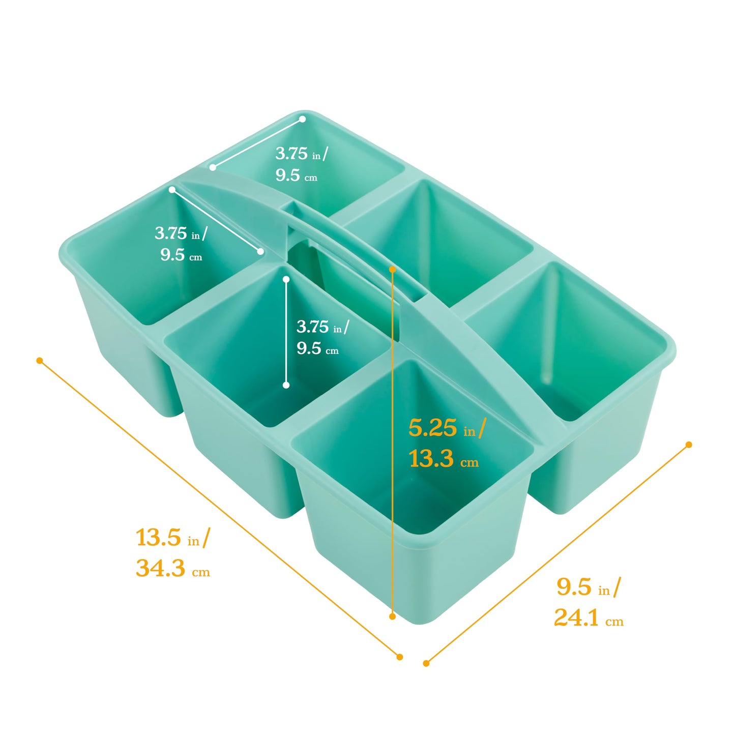 ECR4Kids 6-Compartment Large Plastic Caddy, Multipurpose Organization, Contemporary, 6-Pack