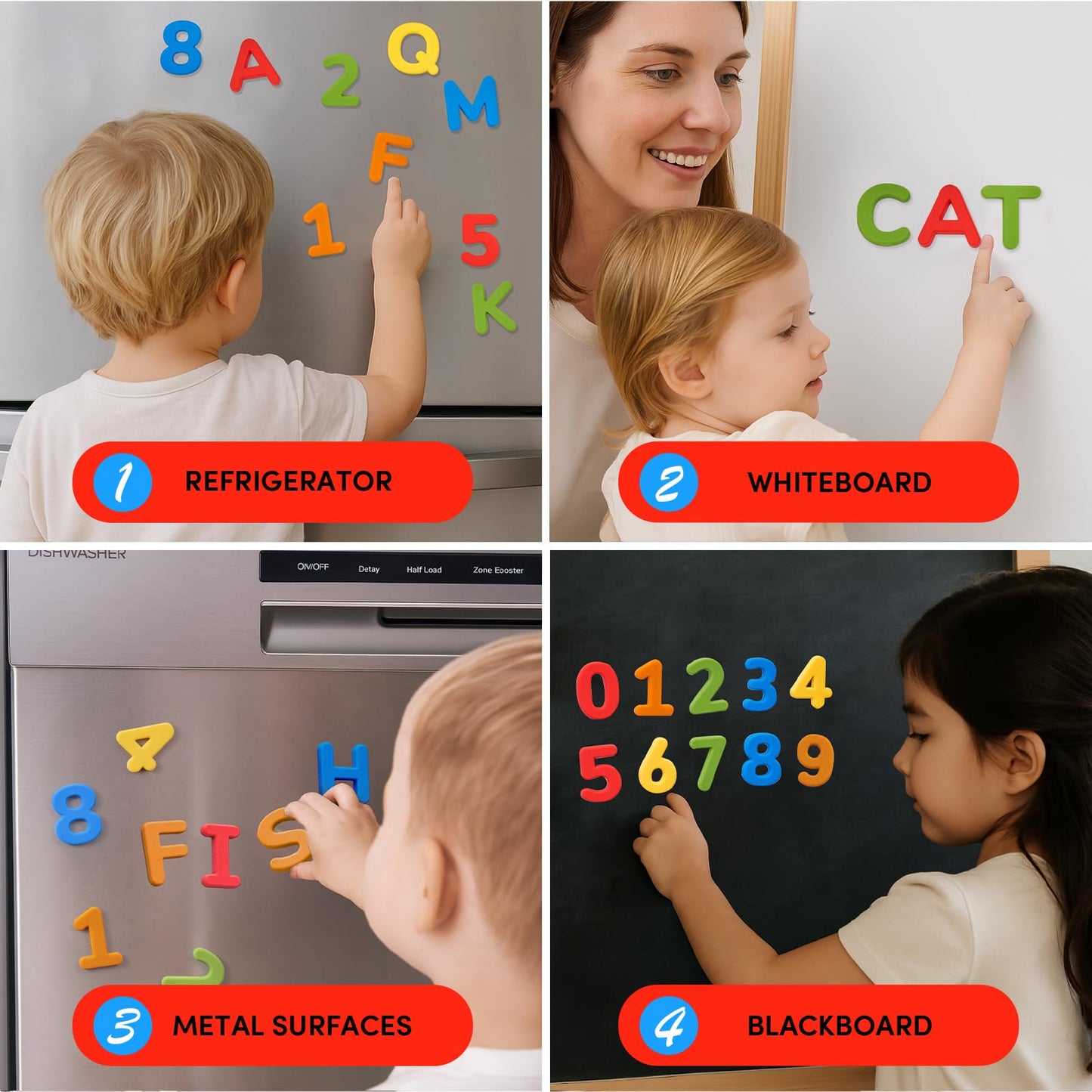 JoyCat Silicone Magnetic Letters and Numbers, 26 Uppercase Alphabet with 0-9, Fridge Magnets for Toddlers & Kids, Preschool Learning Refrigerator Toy Set, Birthday Gifts for Boys Girls (Vibrant Color)