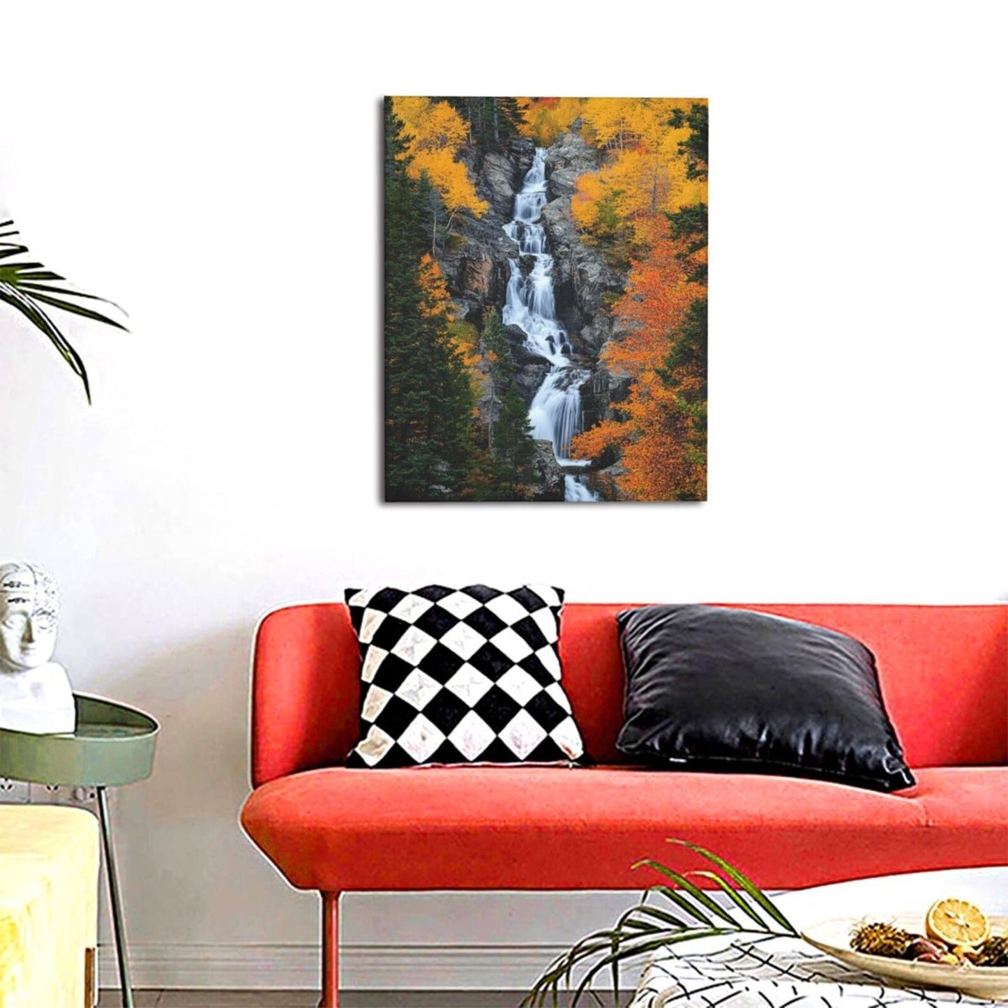 Fall Wall Art Autumn Waterfull Pictures Wall Decor Forest Canvas Prints Painting Framed Fashion Artwork for Bathroom Bedroom Living Room Kitchen Dinning Room Office Home Decoration 12" L X 16" W