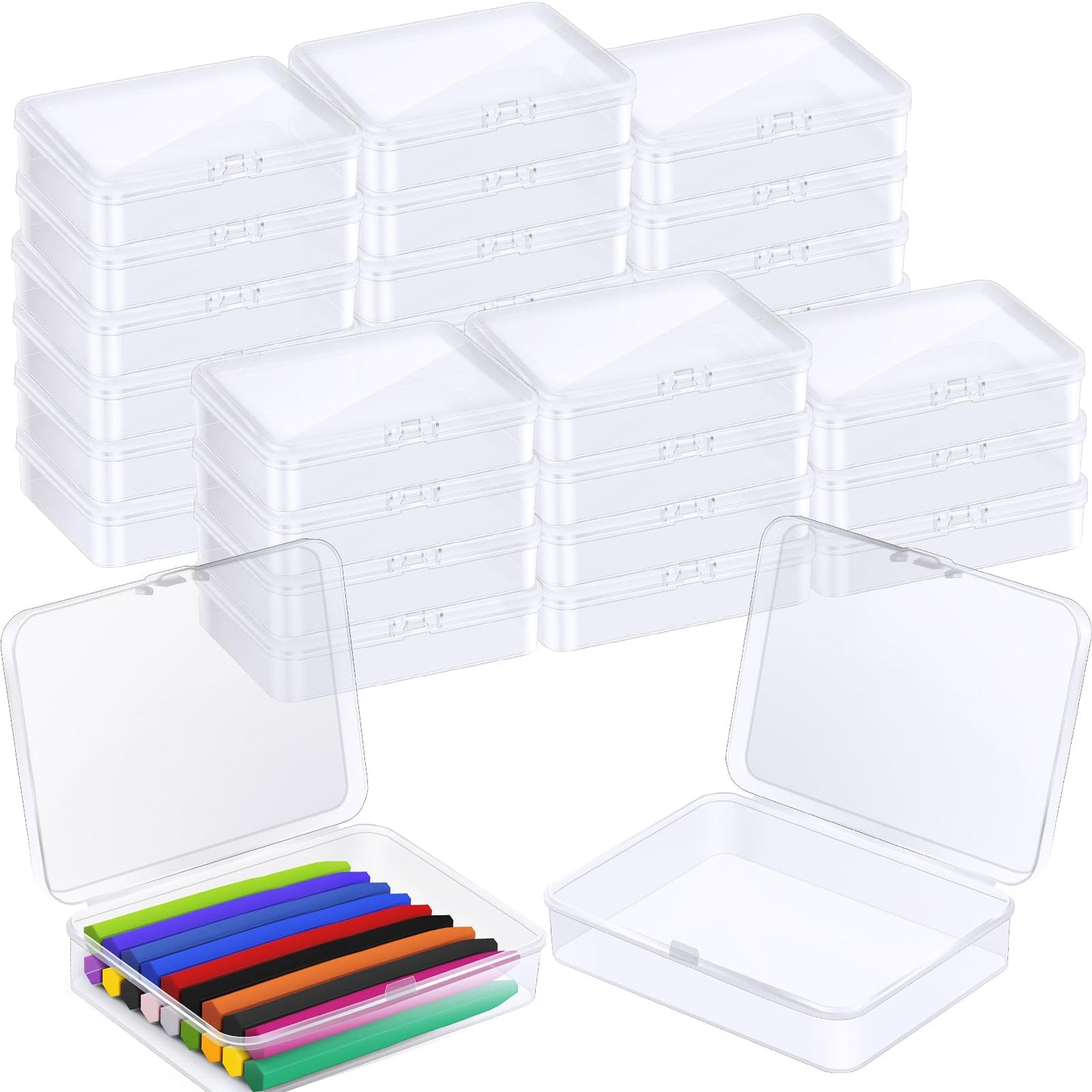 Dcocdeely 18 Pcs Plastic Crayon Box Holds 24 Crayon With Hinged Lid, Clear Crayon Organizer Crayon Holder Case Crayon Storage Containers for Art Crafts School Classroom Supplies (18)