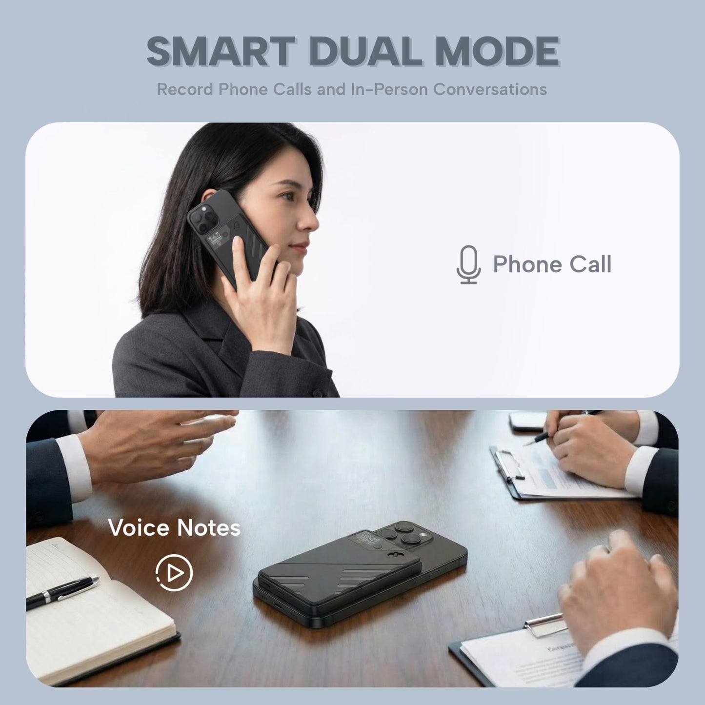 KS SHOP AI Voice Recorder Premium | Real-Time Transcription & AI Summaries | 256 Languages | Smart Recording Device for Meetings, Calls & Lectures | 64GB Storage | App Control