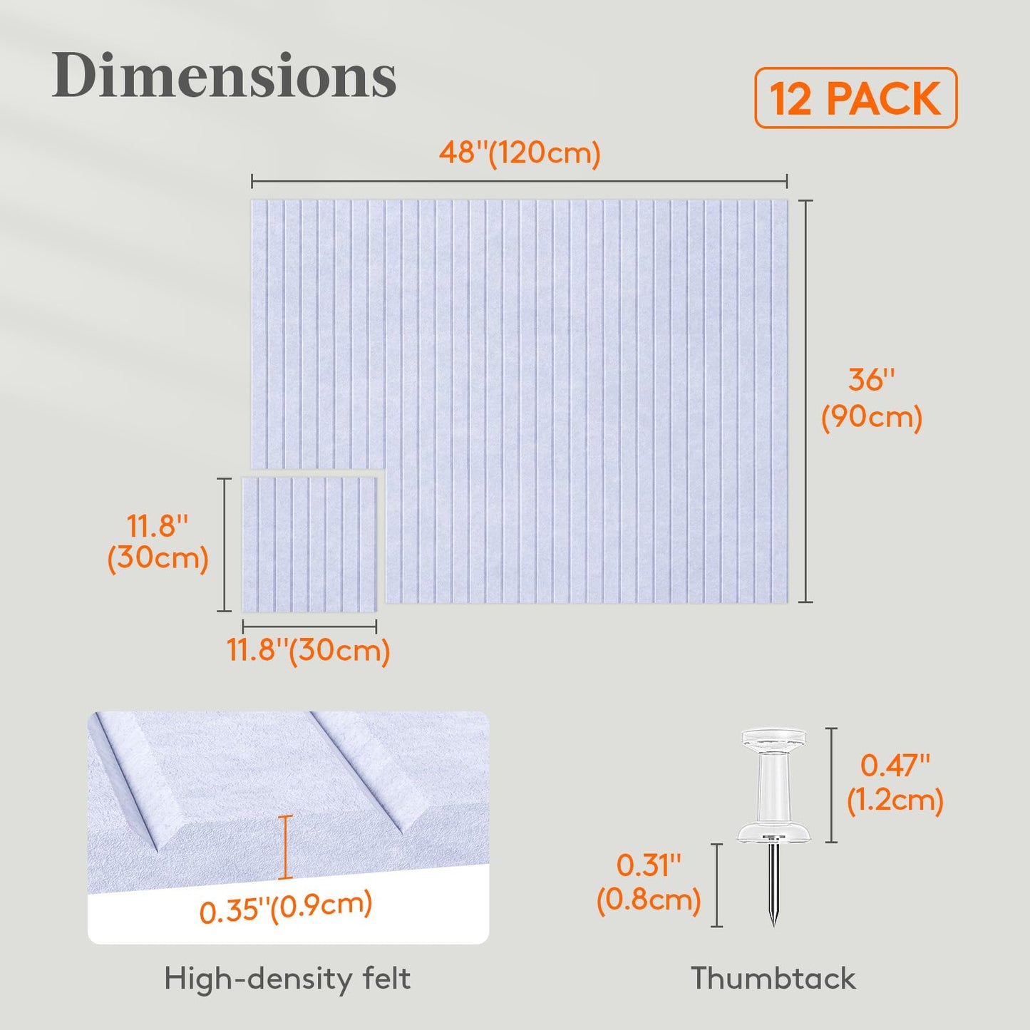 Lifewit Felt Slatted Bulletin Board, 12 Pack Self-Adhesive Panel, 48"x 36" Total Size, Cork Board Alternative, Pin Message Board with 30 Pushpins for Room and Office Decor, Home, Dorm, Purple