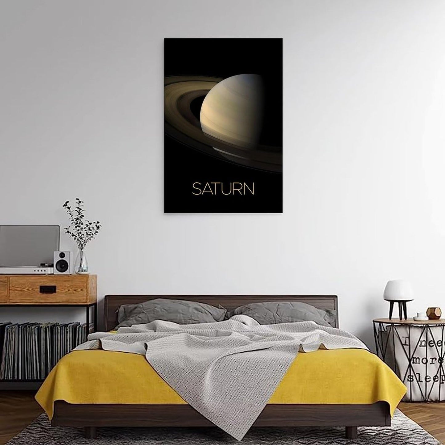 Solar System Planets Canvas Wall Art - Saturn Planet Space Poster for Kids Room Bedroom Classroom, STEM Educational Astronomy Decor, Science Gift for Boys Girls, 16x24 Inch Framed