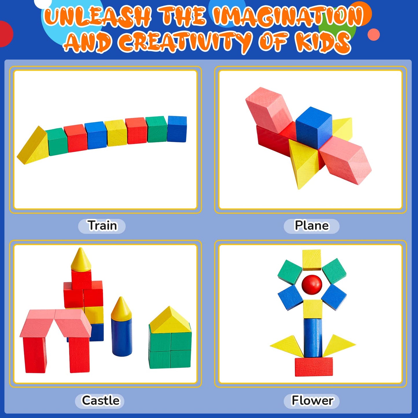 Hiboom 280 Pcs 3D Shapes Geometric Solid for Teaching Wood Mini Geometric Shapes Colorful Education Blocks Classroom Manipulatives Blocks for Geometry Math Learning Kindergarten Preschool