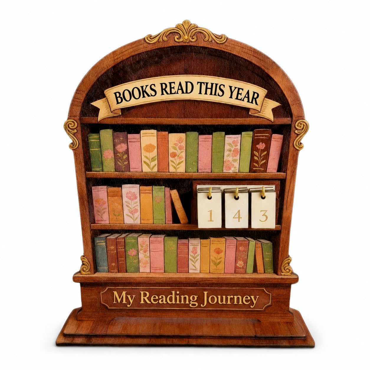 Wooden Reading Tracker, Annual Book Log for Book Lovers, Rustic Bookshelf Design, for Readers
