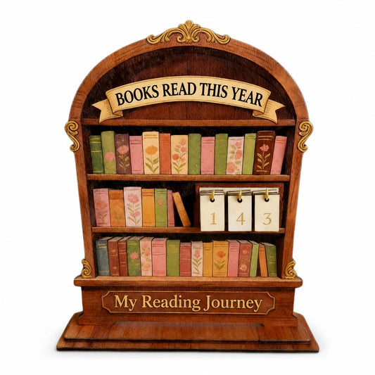 Wooden Reading Tracker, Annual Book Log for Book Lovers, Rustic Bookshelf Design, for Readers