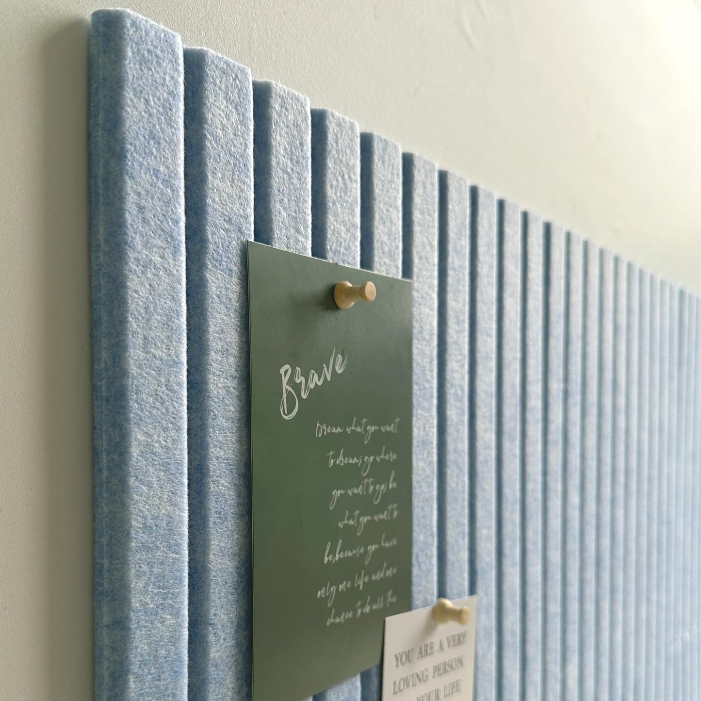 Large Cork Board for Office, 8 Pack Felt Wall Tiles with Slat Wall Paneling and Safe Removable Adhesive Tabs, Felt Bulletin Board Pin Board Cork Boards for Walls - Light Blue