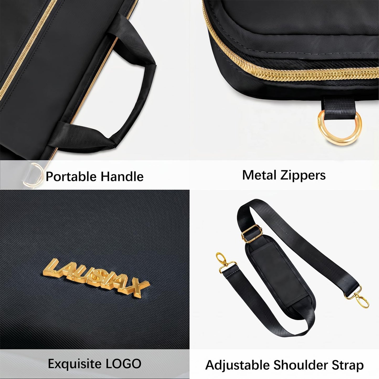 Lausiax 15.6 16 Inch Laptop Bag Case for Women Men Compatible with MacBook Pro M5/HP OmniBook Omen Envy/Dell Pro Inspiron/Lenovo Yoga IdealPad, Messenger Carrying Briefcase Computer Bag Case, Black