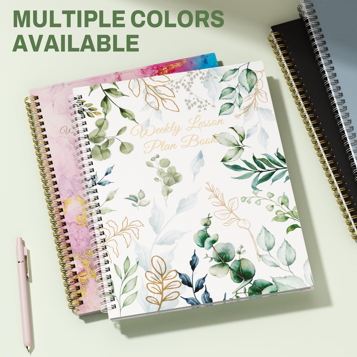 SUNEE 8 Period Teacher Lesson Plan Book - Days Vertically, Undated Teacher Planner 2026-2027 Academic Year, 8.5 x 11 Inch, 104 Pages/52 Sheets (40 Weeks), Waterproof PVC Cover, Back Pocket, Full Leaf