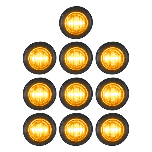 LONG HAUL 3/4in Amber LED Clearance Marker Lights, 10 Pack, ABS Material, Black Trim