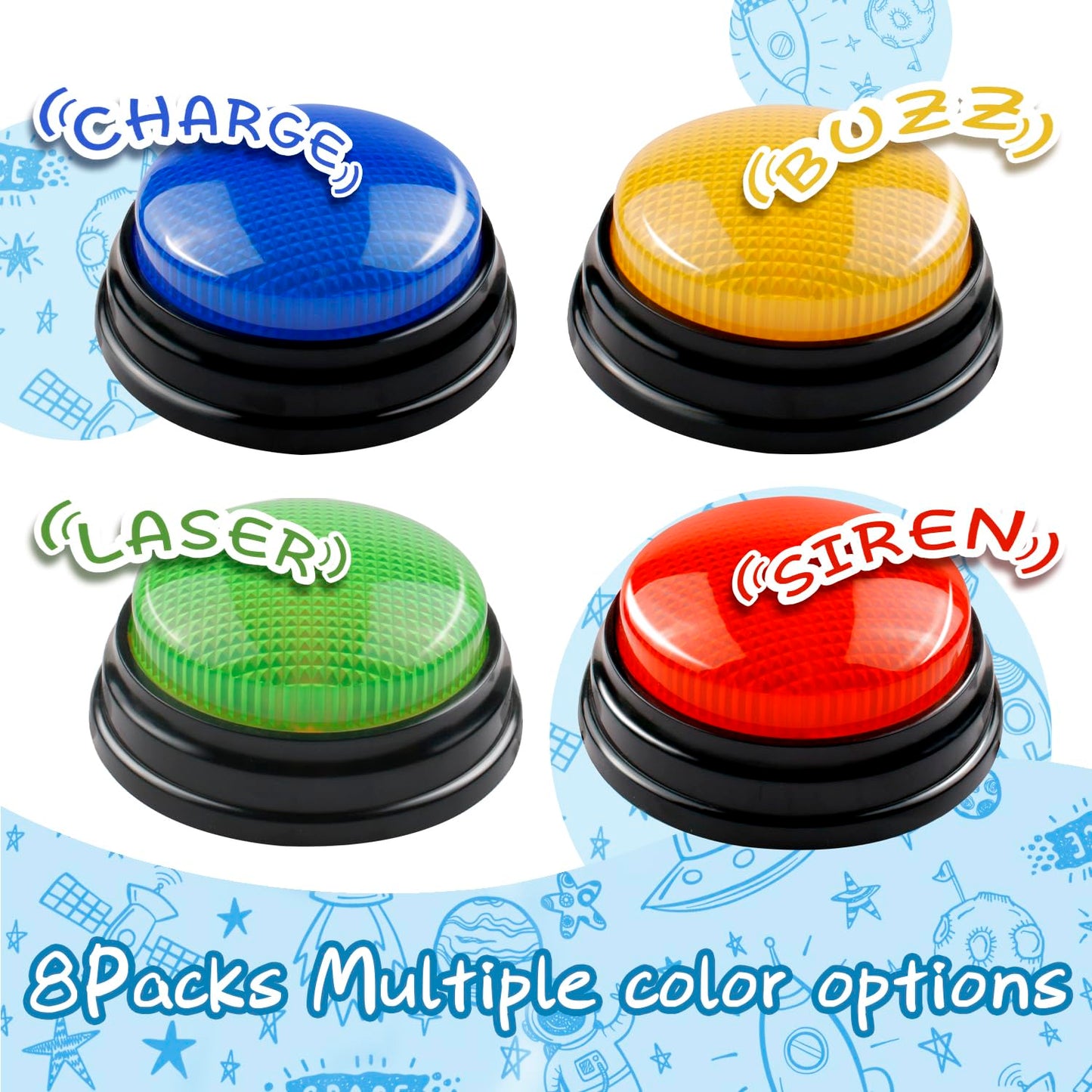 IBLESSU 8-Pack Buzzers for Trivia Games, Family Feud Jeopardy Buzzer, Game Buzzers with Lights and Sound, Answer Buzzers for Classroom, Buzzer for Game Show, Quizzes Party and Trivia Nights