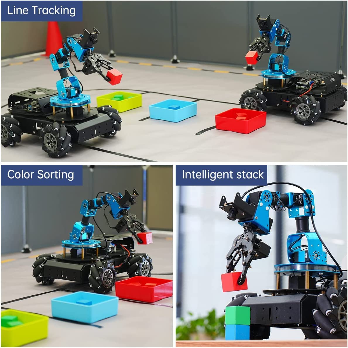 HIWONDER 6DOF Robot Arm for Raspberry Pi 5 AI Vision Robotic Arm Car with 4WD Mecanum Wheel Chassis DIY Robot ROS Open Source for Adults and Teens, ArmPi Pro RaspberryPi5 4GB
