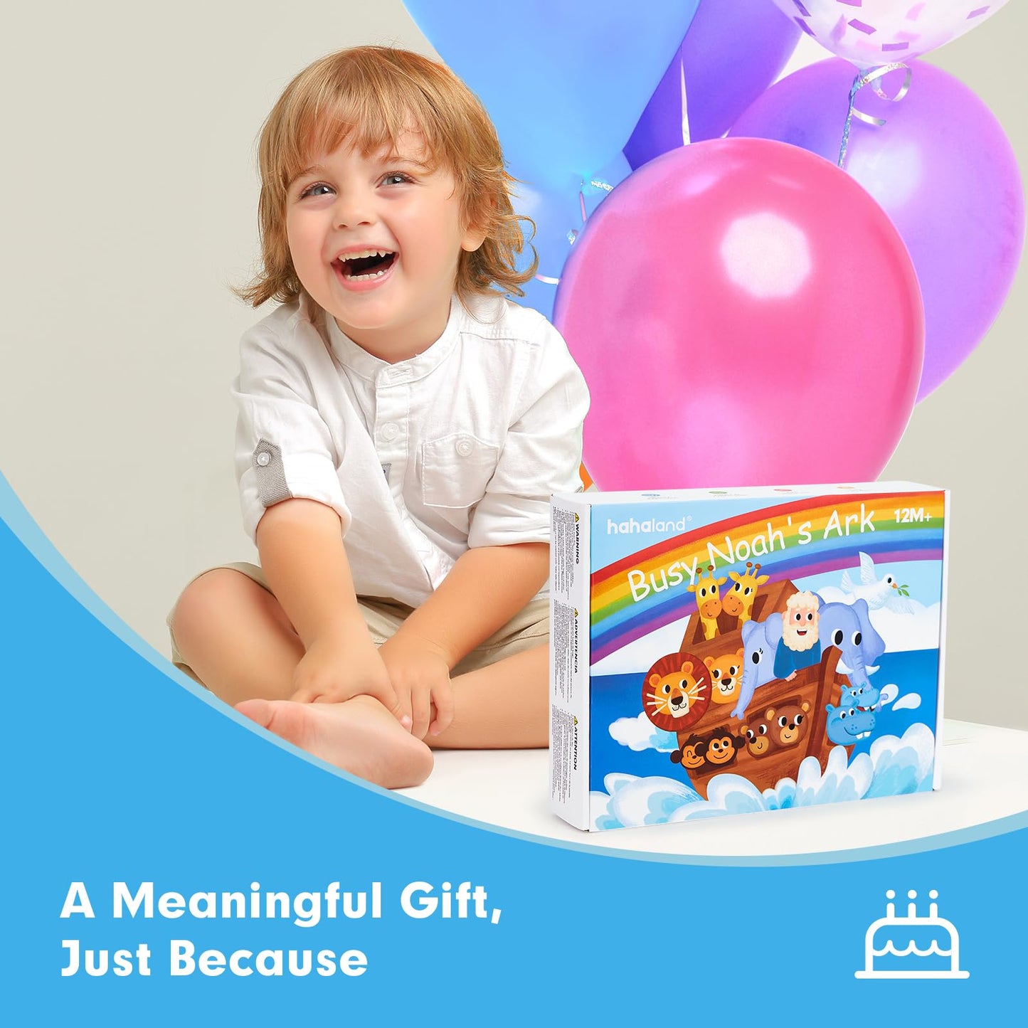 hahaland Noah's Ark Toy Busy Book for Toddlers 1-3 - Baptism Gifts for Boys Girls - Montessori Toys for 1 Year Old, Sensory Early Learning Educational One Year Old Boy Birthday Christian Church Toys
