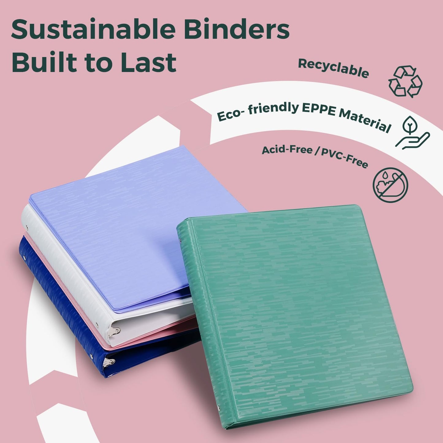 POPRUN 3 Ring Binder 1 Inch, PVC-Free, Holds 175 Sheets of 8.5 x 11 Paper, Extra Durable Organizer with 2 Pockets for School & Office, Heavy-Duty, 4 Pack, Cornflower Purple
