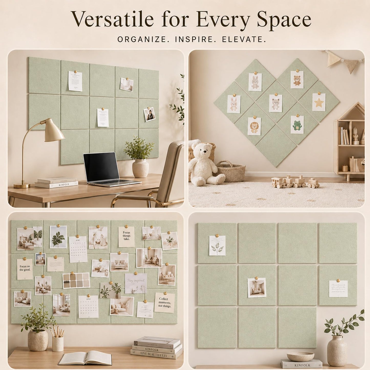 Baysola Felt Bulletin Board Panels 48 x 36 Inch Self Adhesive Wall Tiles Cork Board Alternative for Office Classroom Photos Notes 12 Pack