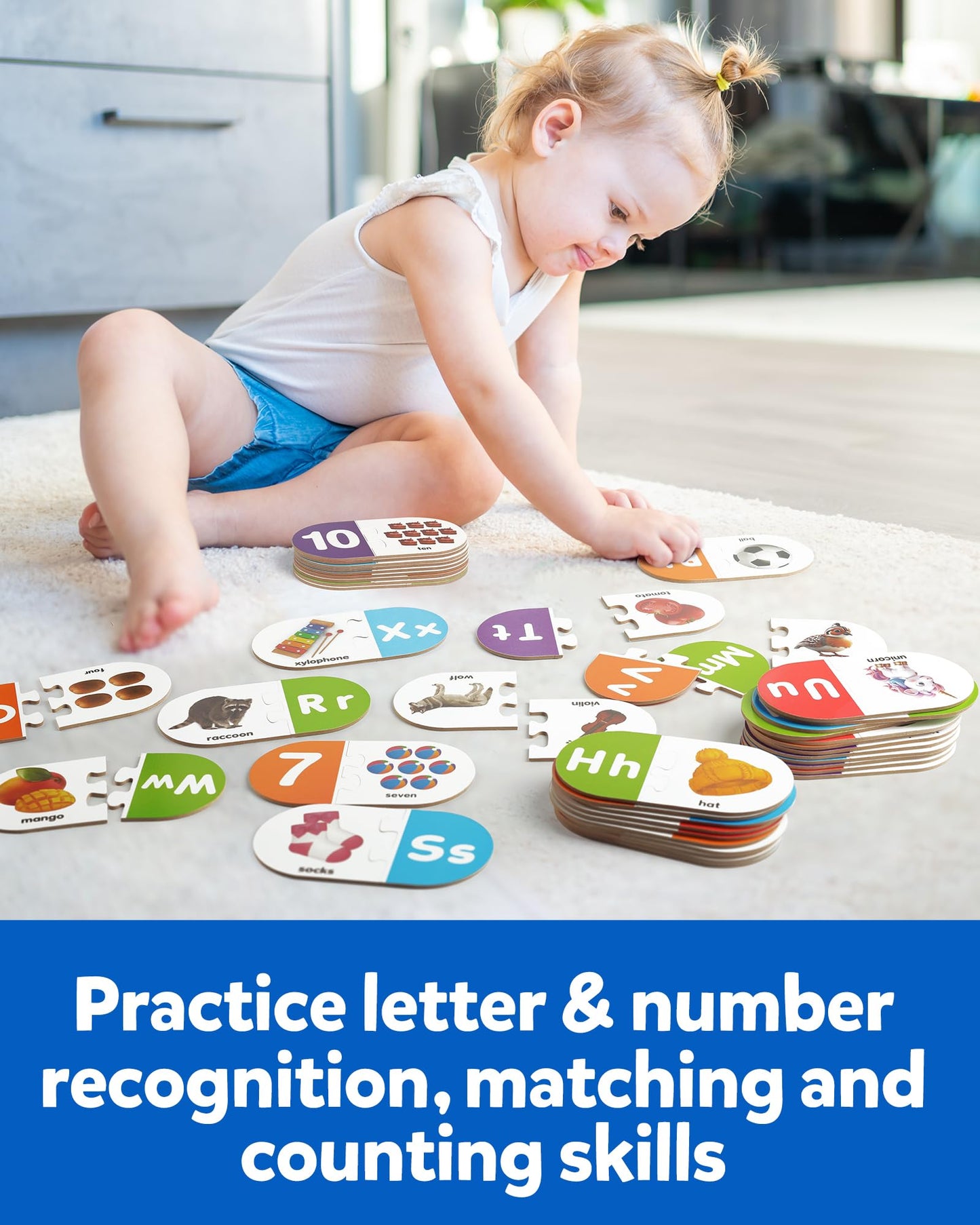 Coogam Learning Alphabet Matching Game, 36pcs Self-Correcting Sight Words Letter Number Cards, Fine Motor Educational Montessori Toy for Preschool Kindergarten 3 4 5 Years Old