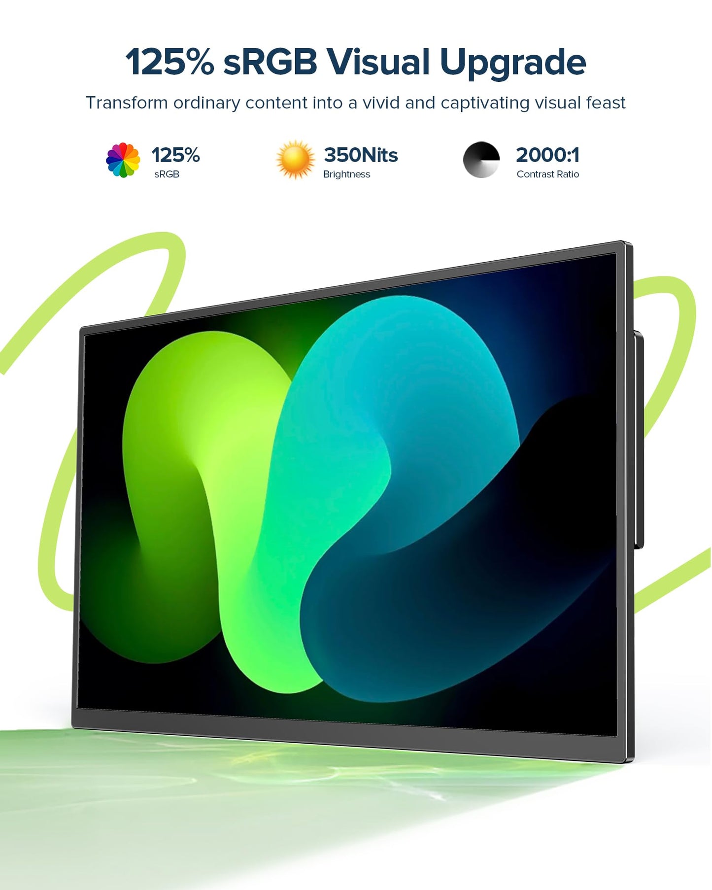 Portable Monitor Touchscreen with Battery 8000mAh, 15.6” 125% sRGB Ultra-Slim 10-Point Touch Screen Monitor, USB-C & MINI HDMI, VESA & Stand, Travel Second Screen for Laptop, Computer, Game Consoles