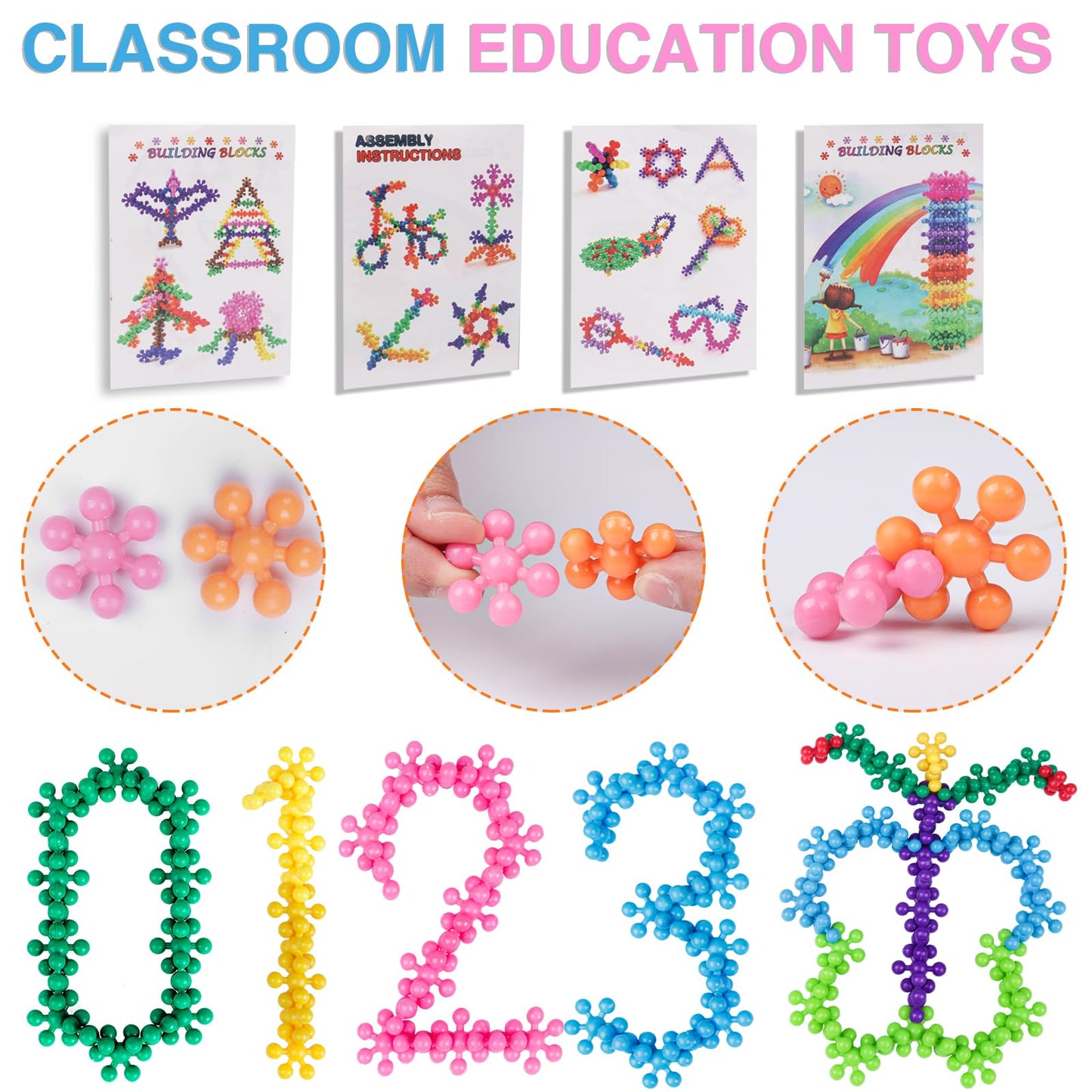 NEOACT 200PCS Building Blocks Kids Educational Building Toys Interlocking Plastic Connect Block Manipulatives for Preschool Kids Aged 3+, Creativity Kid Toy Classroom Kindergarten Toys