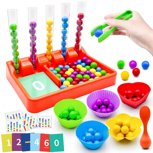 Bmcndq Counting and Color Sorting Toys for Toddlers, Number Crunching Clip Bead Matching, Educational Montessori Toys for Kids 3 4 5 6 7 Year Old, Preschool Learning Toys, Fine Motor Skills