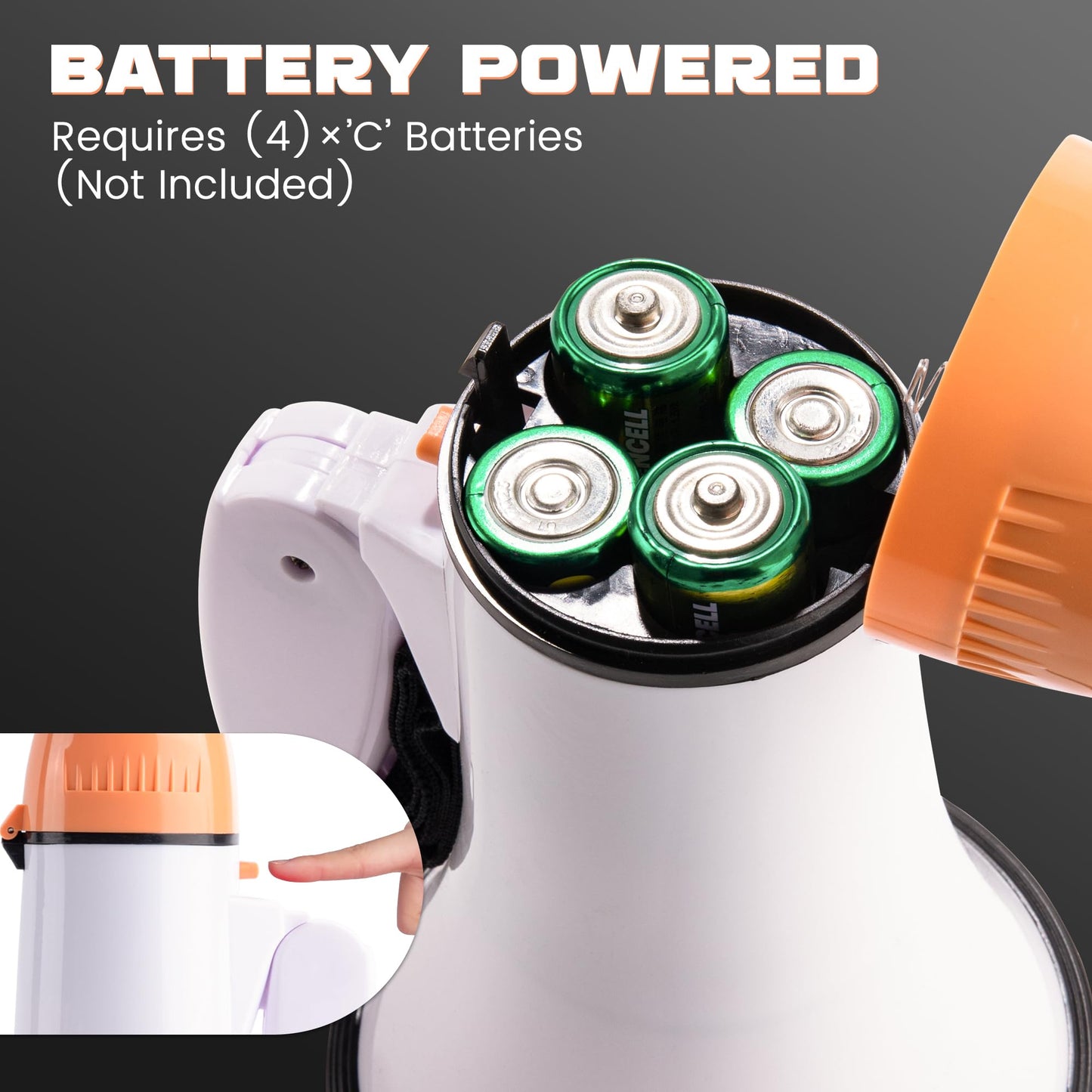 MyMealivos Portable Megaphone Bullhorn 20 Watt Power Megaphone Speaker Voice and Siren/Alarm Modes with Volume Control and Strap (White&Orange)