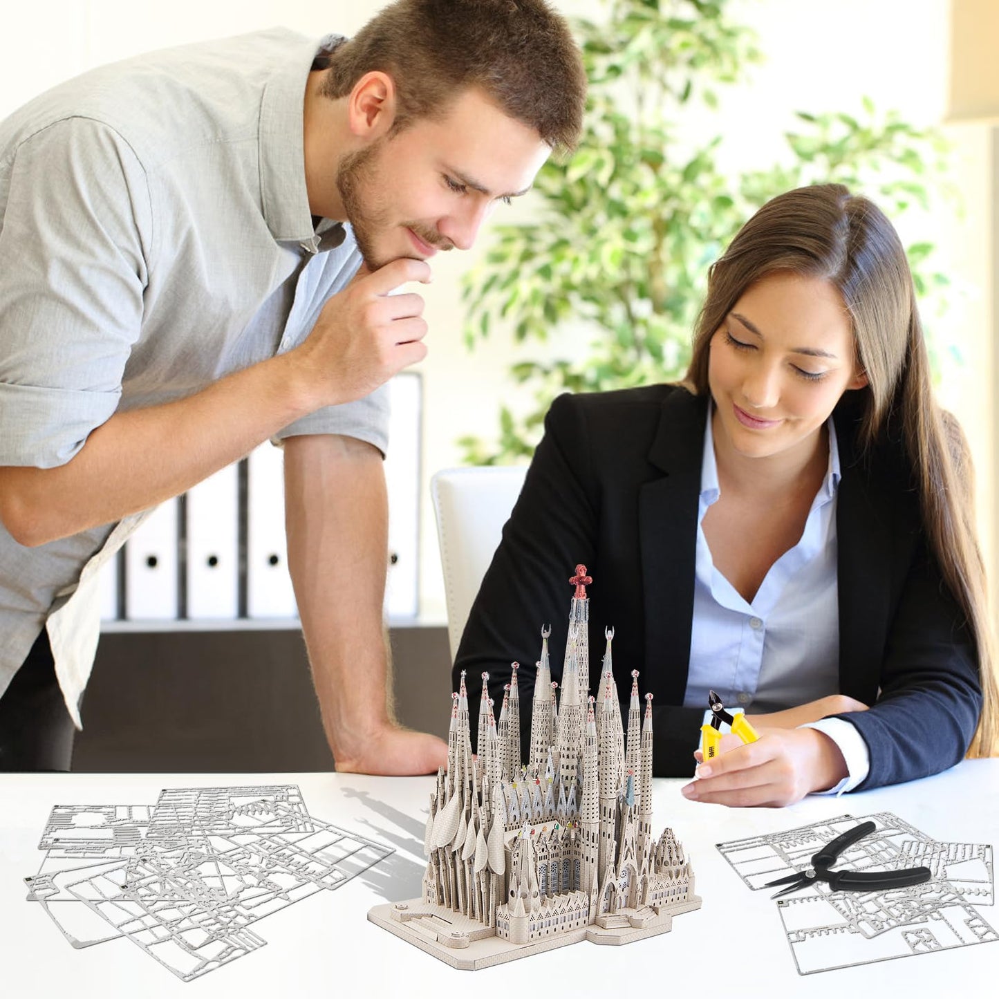 Piececool 3D Metal Puzzles for Adults and Teens, La Sagrada Família Metal Model Kit, Hobby DIY Crafts for Adult Challenge Spanish Cathedral Brain Teaser Architecture Building Kit, 450 Pcs