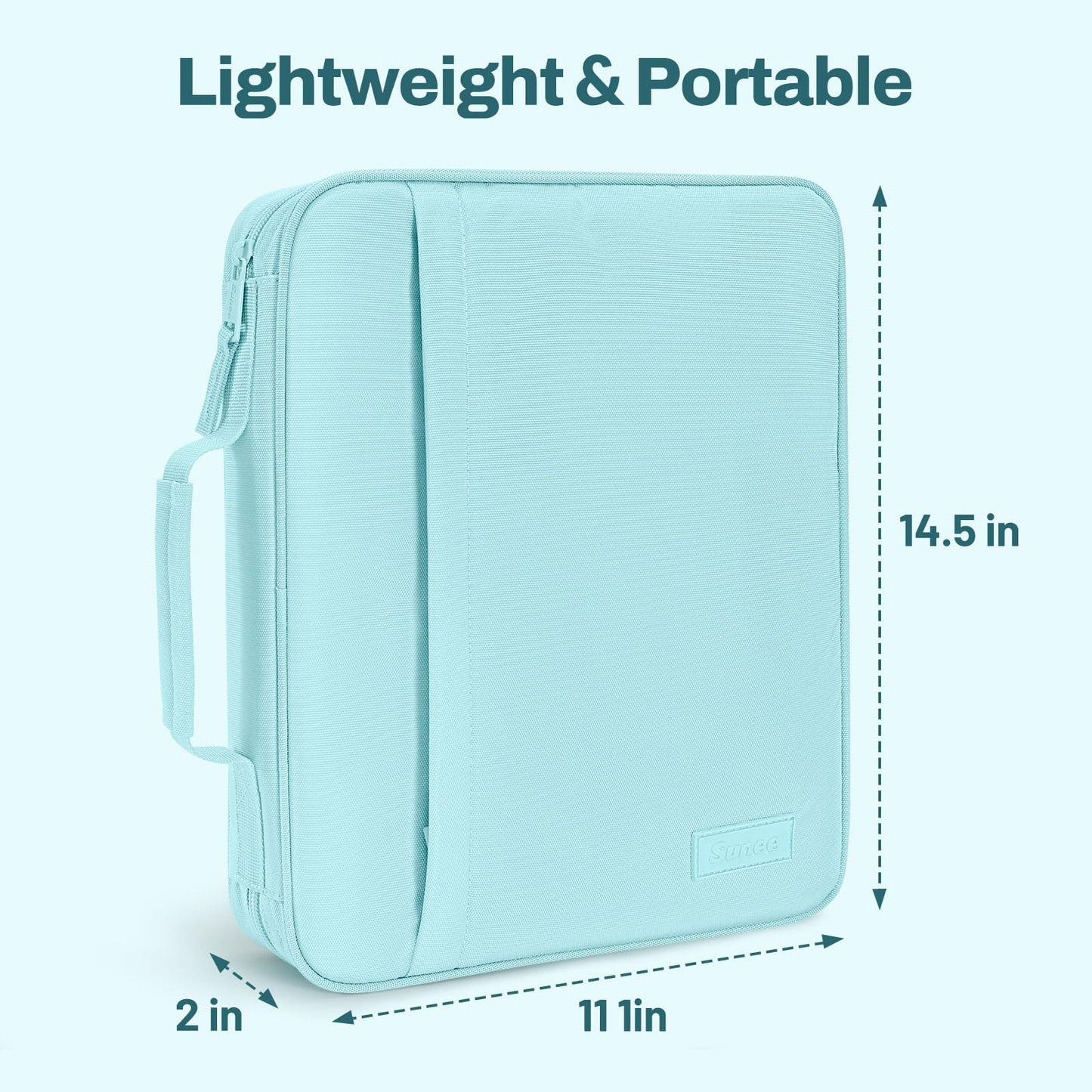 SUNEE Zipper Binder 1 Inch, Removable 3-Ring Binder, 175-Sheet Capacity, 5-Tab Dividers Expanding File Folder, Small Binder Bag Organizer Storage for Student School Classroom Supplies, Sky Blue
