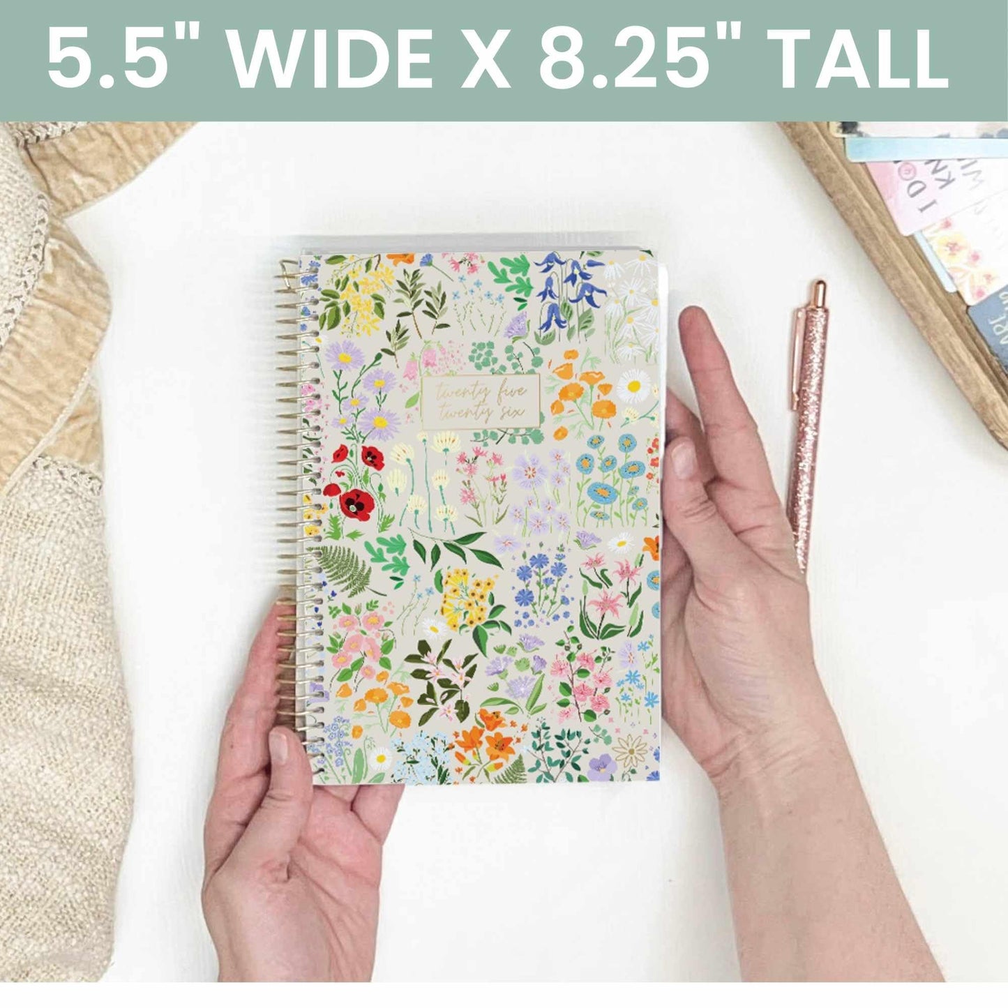 bloom daily planners 2025-2026 Academic Year Pocket Planner (July 2025 - July 2026) - 4” x 6” MINI Weekly Monthly Agenda Organizer & Calendar Book - Garden Party, Beige