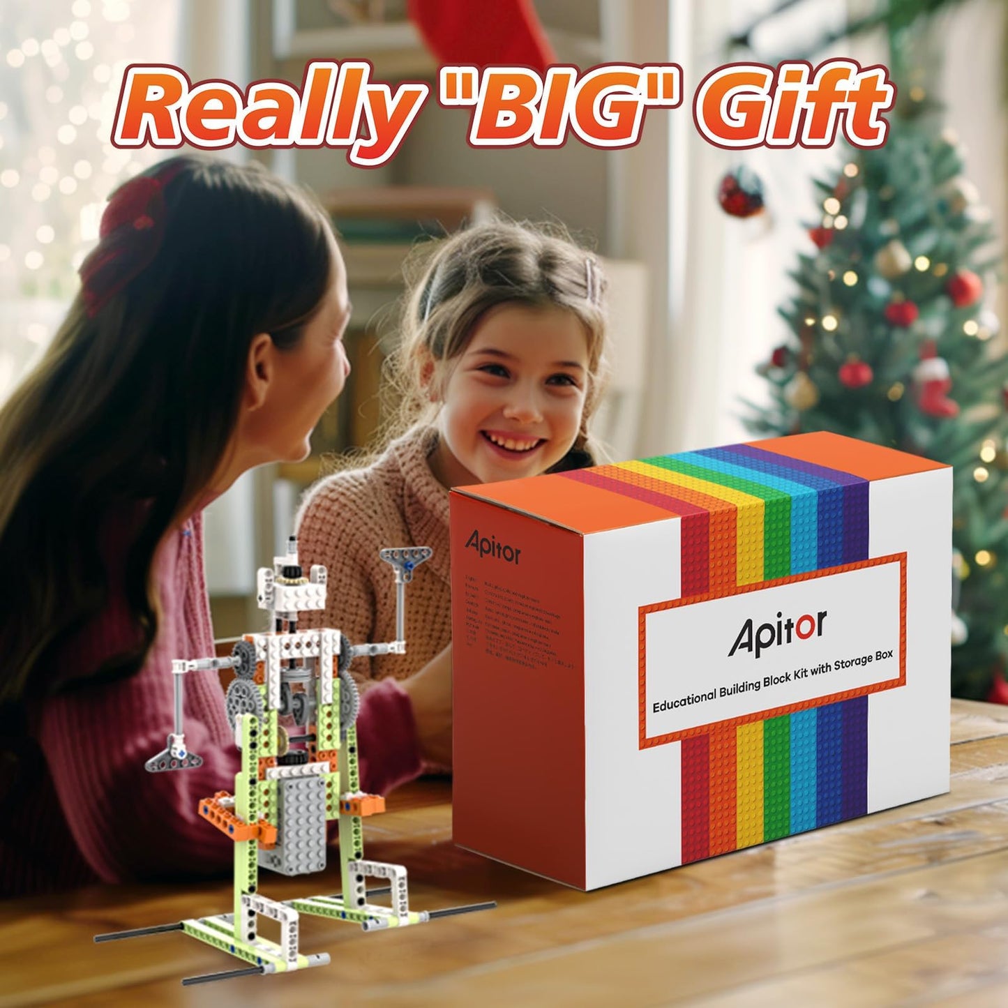 Apitor Robot E STEM Kits - Includes Large Storage Organizer, 14 in 1 Electric Building Toys with Learning Materials, Educational Construction Science Kit for Kids 8-10 10-12 Christmas Birthday Gift