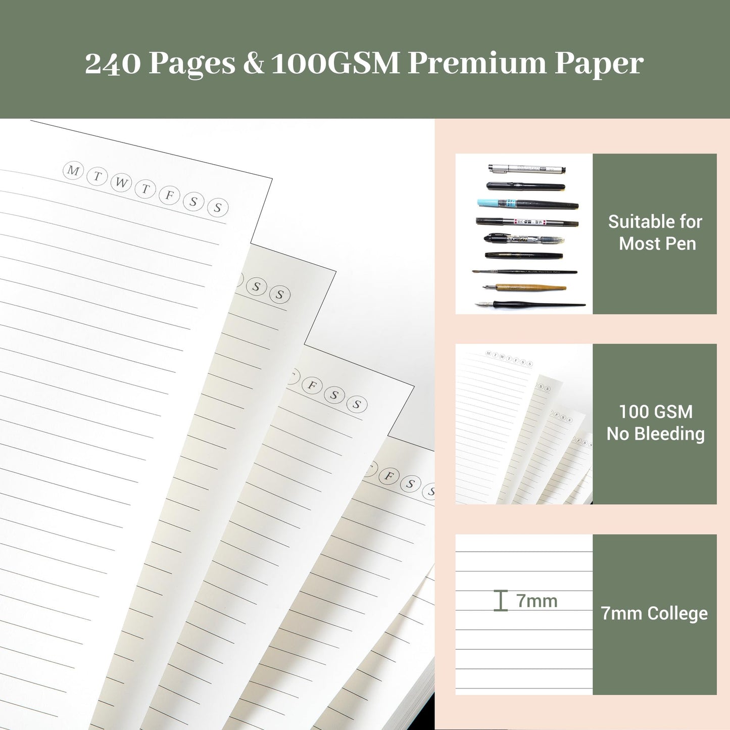 Yoment Discbound Lined Refills for 8.58 x 11 Hardcover Notebook, Spiral Journal Notebook for Office Work Meeting Planner, for School Students Class Notes, Large