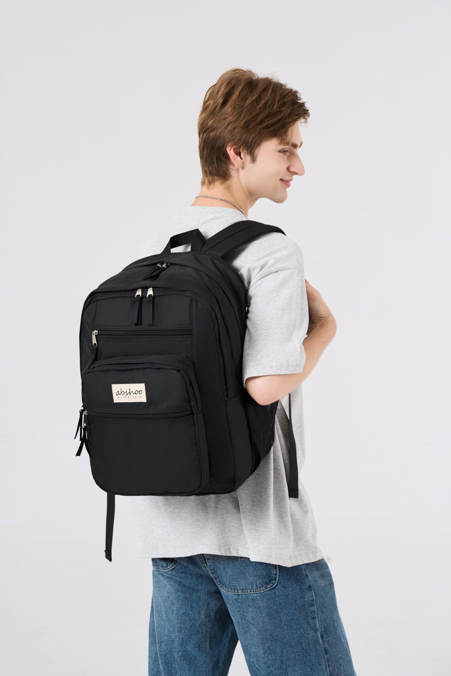 abshoo 34L Large Backpack for School Water Resistant Women Men Bookbag For College, Middle High School, Travel (Black)