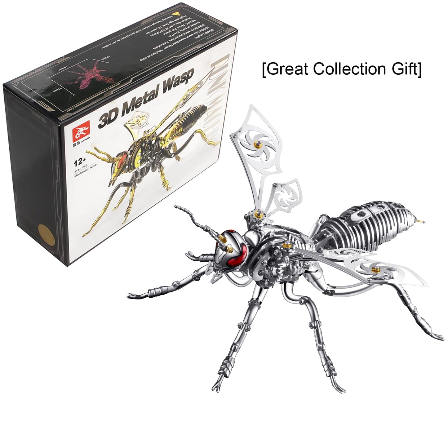 OreilleStar 3D Metal Puzzles for Adults Model Kits of Northern Giant Hornet Mechanical Wasp Building Blocks, Difficult DIY Assembly for Men (3D Metal Wasp-Silver)
