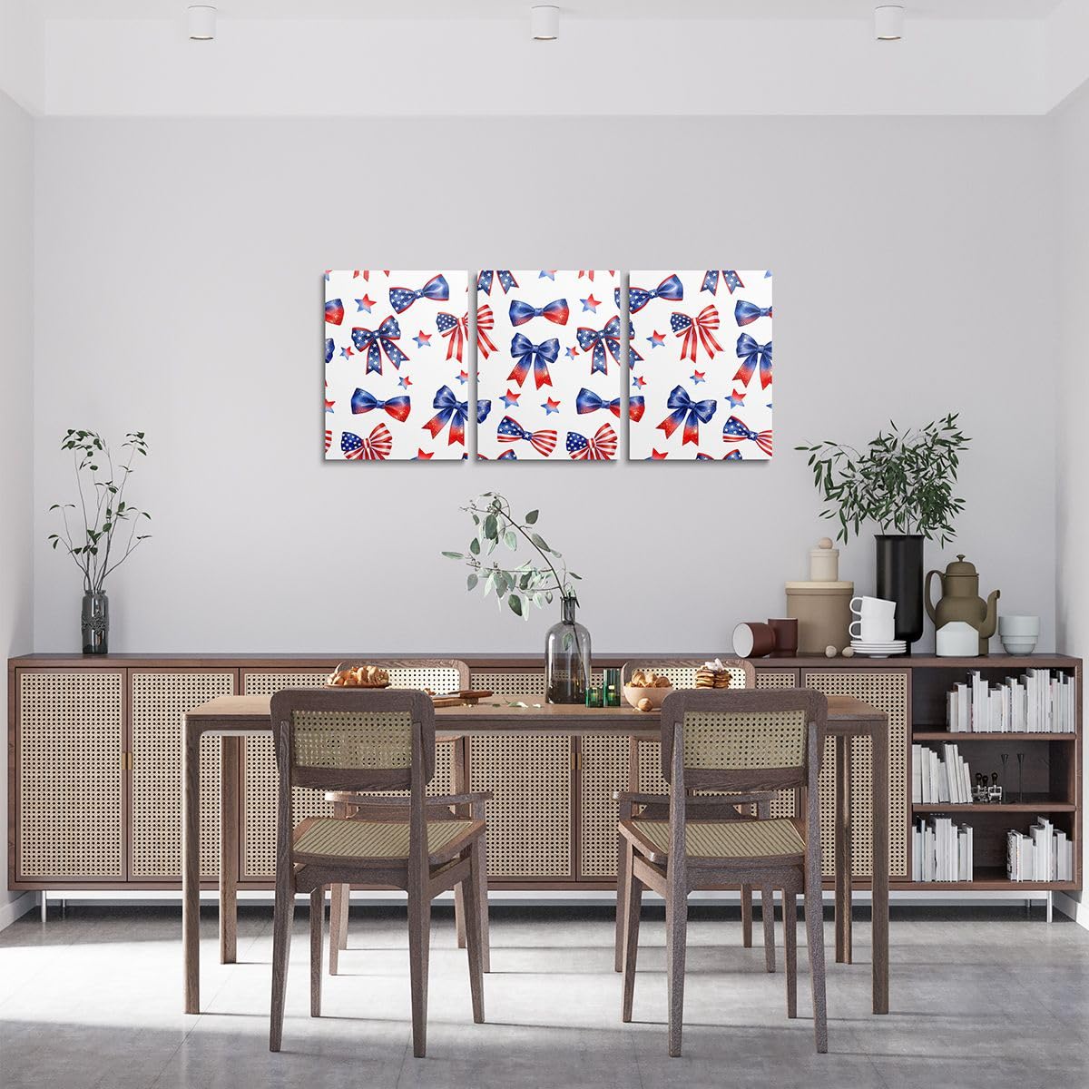 Feelyou Patriotic 250th Anniversary 3 Piece Canvas Wall Art for Living Room Bedroom 4th of July Wall Art for Home Decor American Flag Office Decor Artwork Red and Blue Star Print Picture Posters