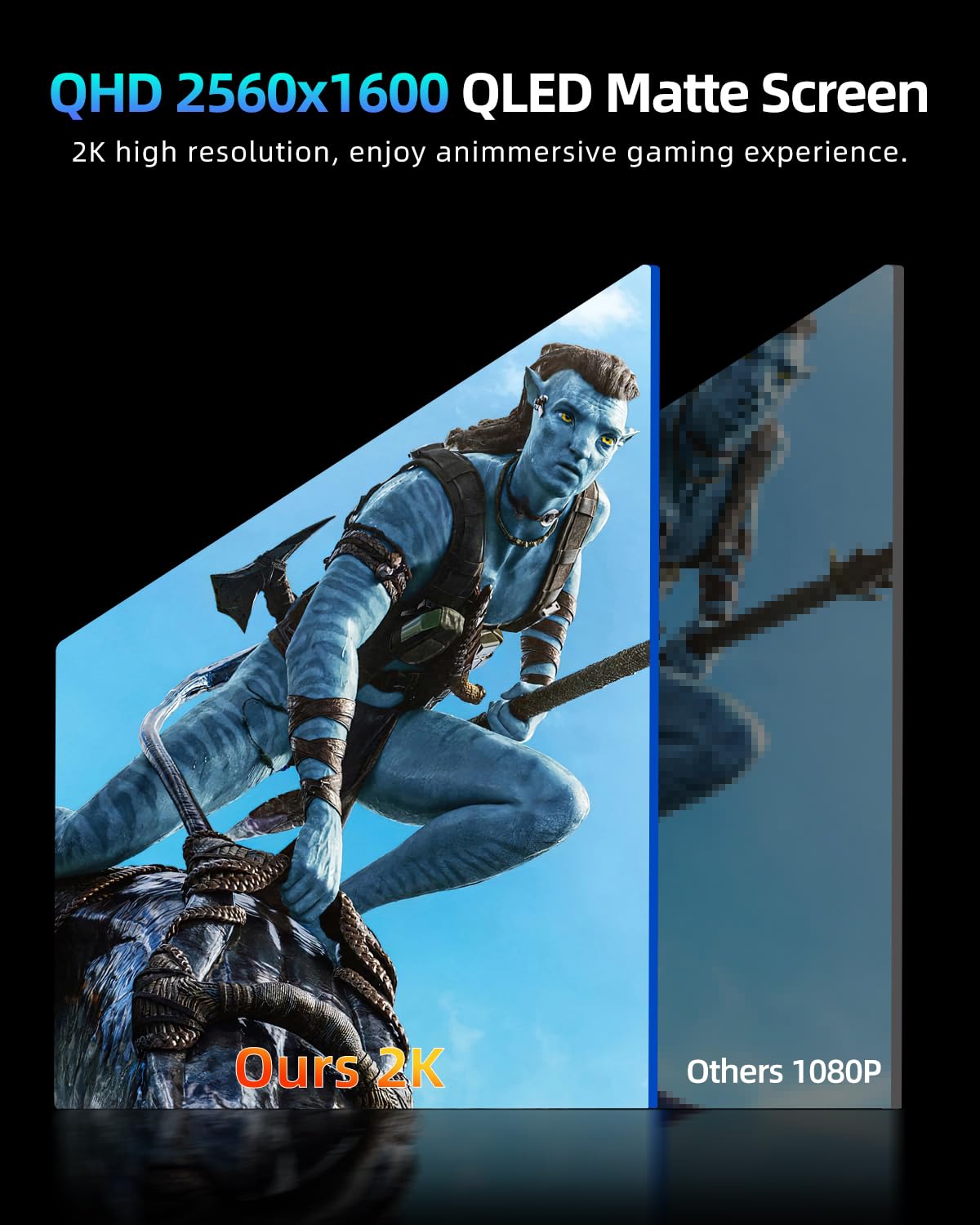 UPERFECT 18" QLED Portable Monitor, 2K 2560×1600, 144Hz Gaming Display, 400 Nits Brightness, FreeSync HDR, 100% DCI-P3, Ultra-Slim USB-C/HDMI Monitor for Laptop MacBook Phone Game Console, VESA Mount