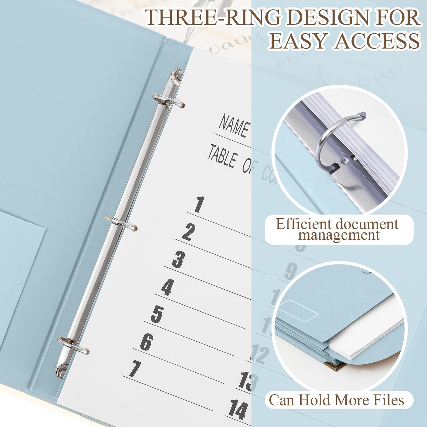Marspark 3 Rings in Case I Die Binder Important Document Organizer with Labels, Life Pockets Organizer Expanding File Folder for Family Papers, Letters, Birth Certificates, Photos, Passports(Blue)