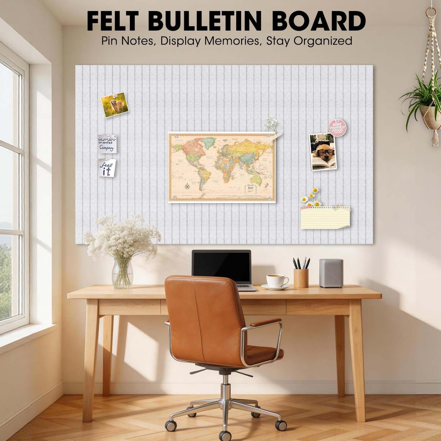 MQAAUP Large Cork Board for Walls 59" x 36",15 Pack 12"X12"Felt Bulletin Board Tiles with 120 Adhesive Tabs,Cork Board Alternative for Office Decor, Push Pin Board Wall Organizer-Light Gray