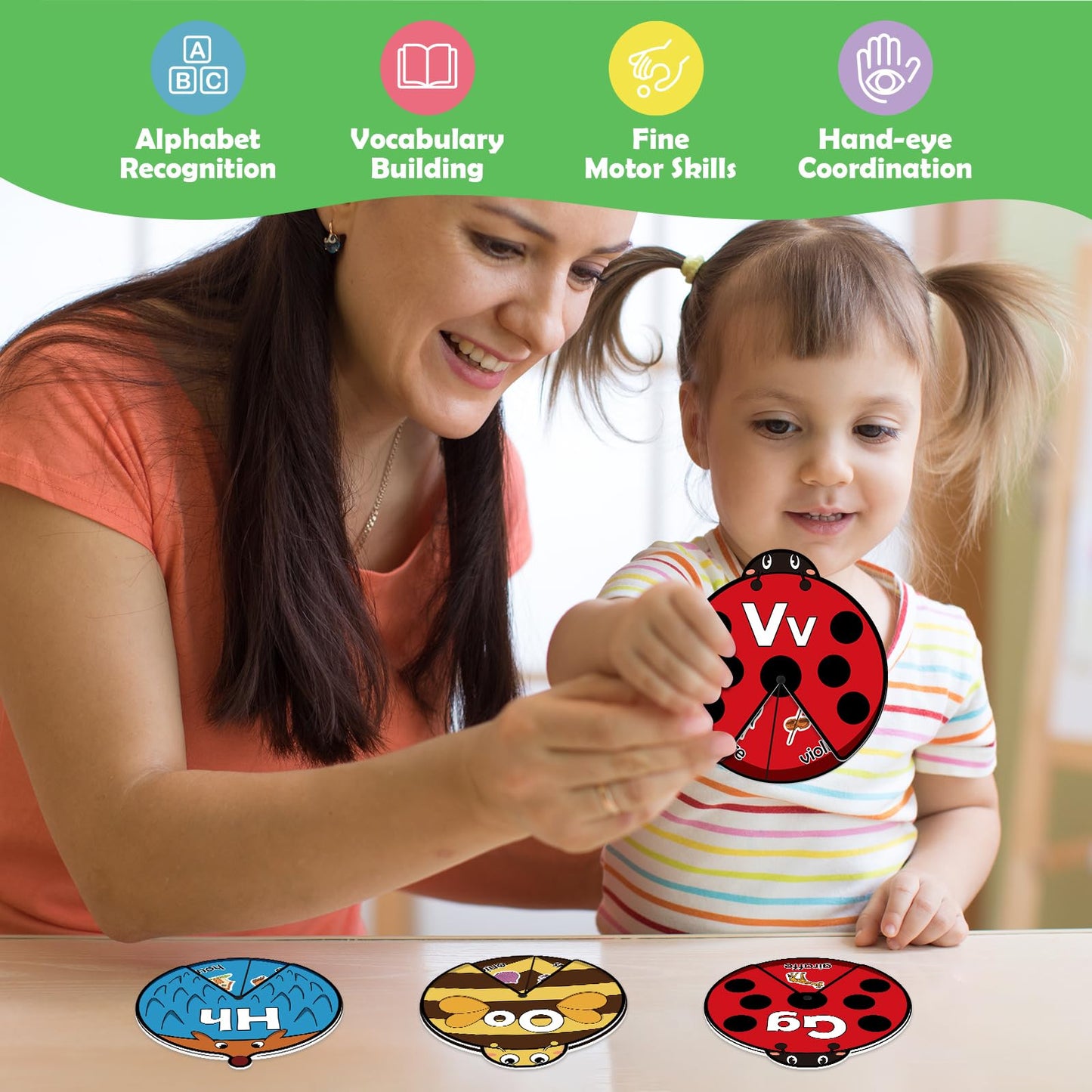 Kasfalci Alphabet Cards, Alphabet Learning Toys, ABC Learning for Toddlers, Letter Matching Game, Sight Words, Kindergarten Preschool Learning Activities, Montessori Educational Toy for Kids